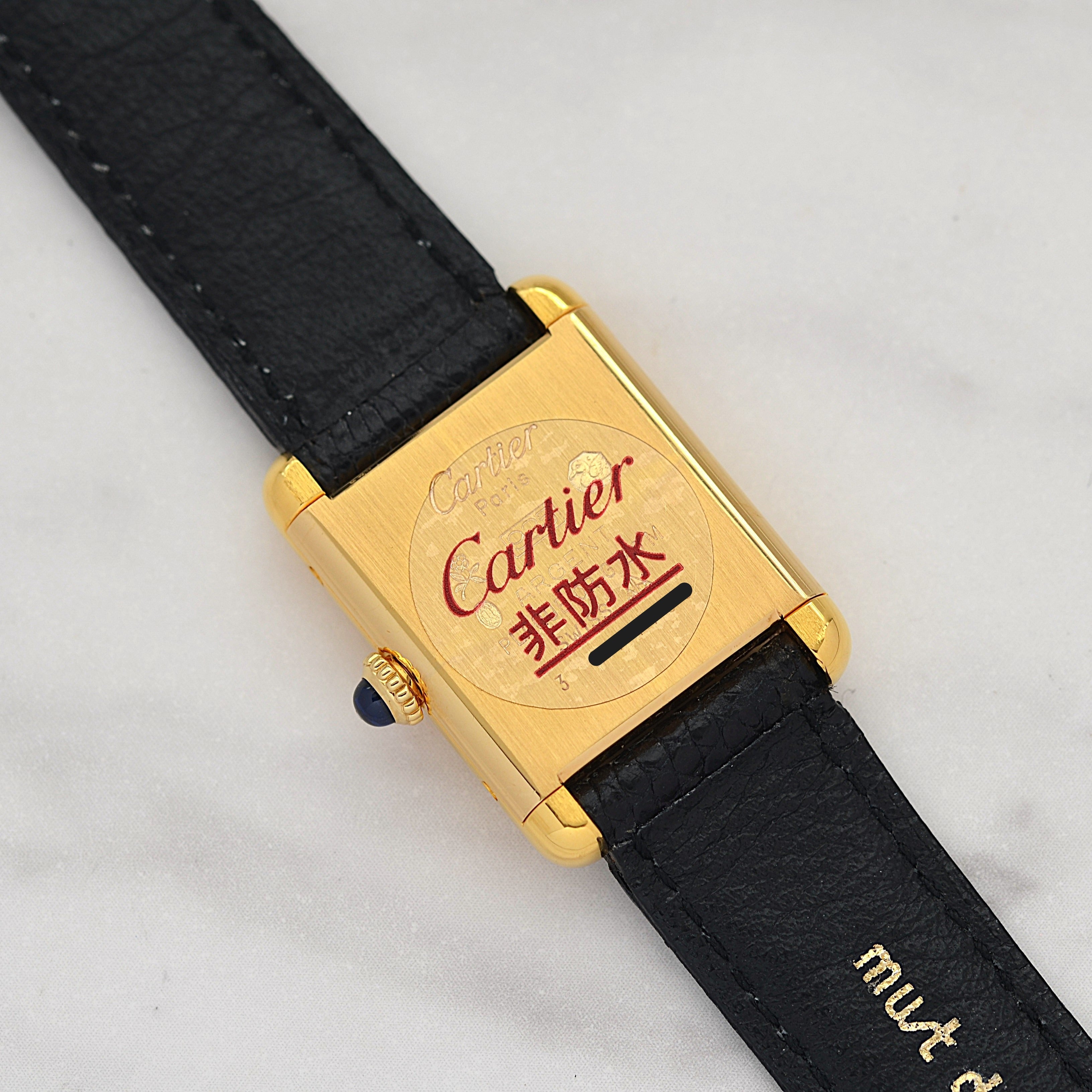 【Cartier】Cartier Must Tank SM Black Roman Manual Wind with Perpetual Warranty, Cartier Complete Service Completed