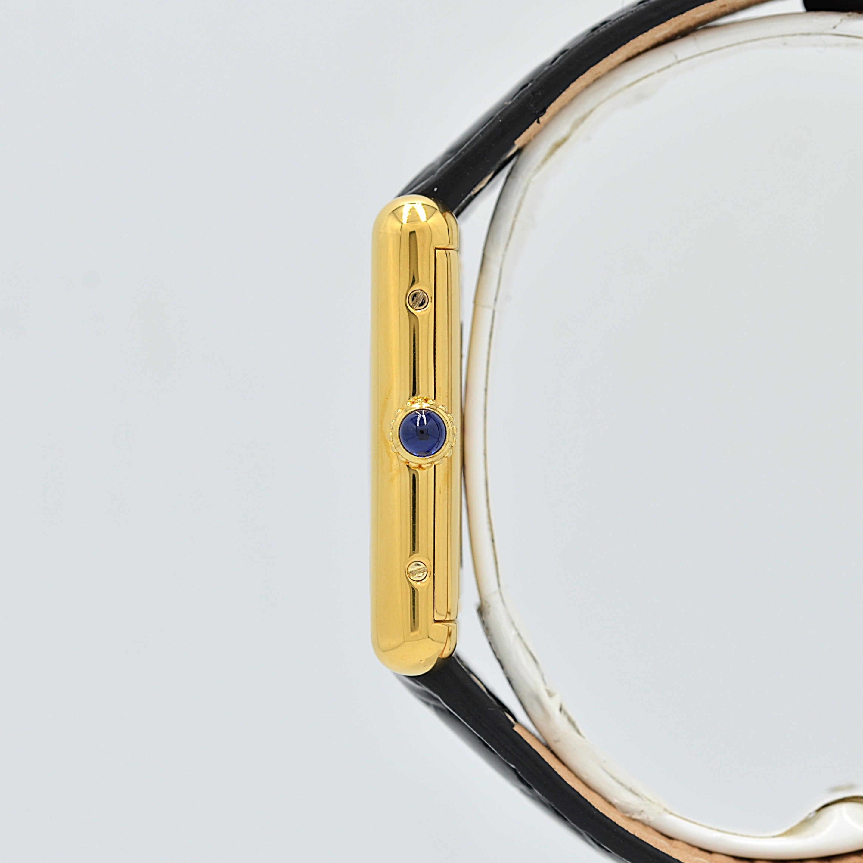 Cartier Must Tank LM Black Roman Numerals, Hand-wound, With Accessories, Cartier Complete Service Performed