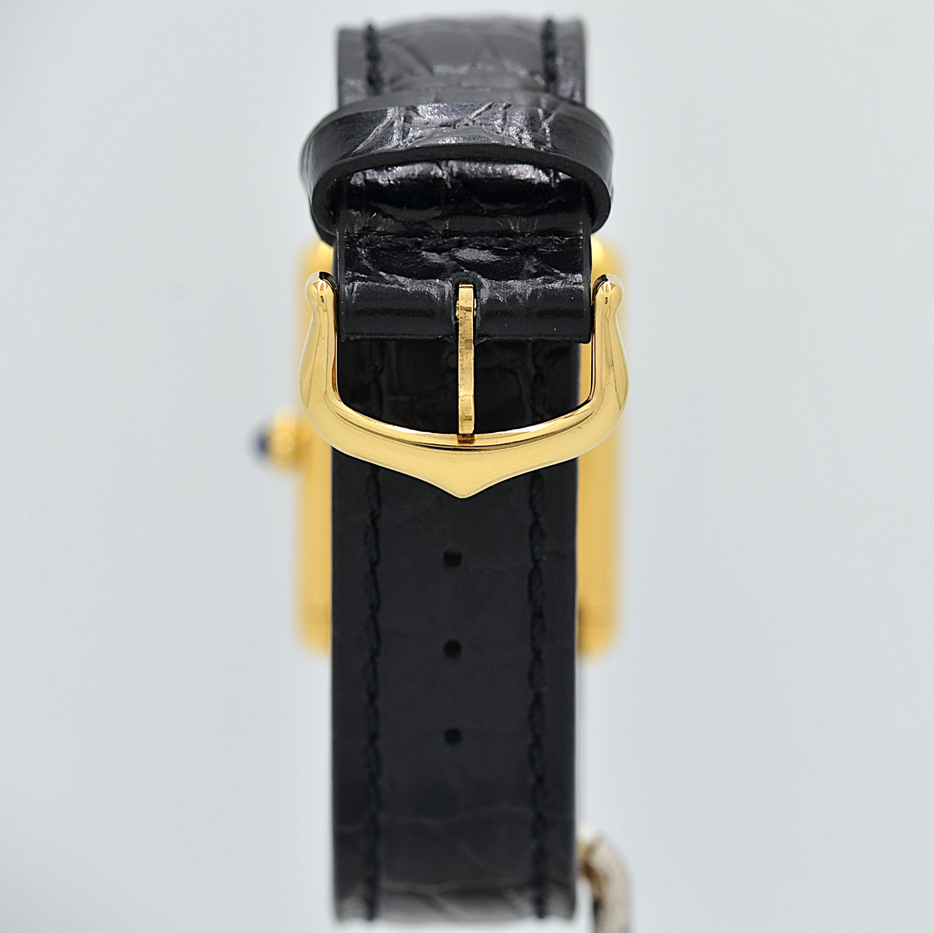 Cartier Must Tank LM Black Roman Numerals, Hand-wound, With Accessories, Cartier Complete Service Performed