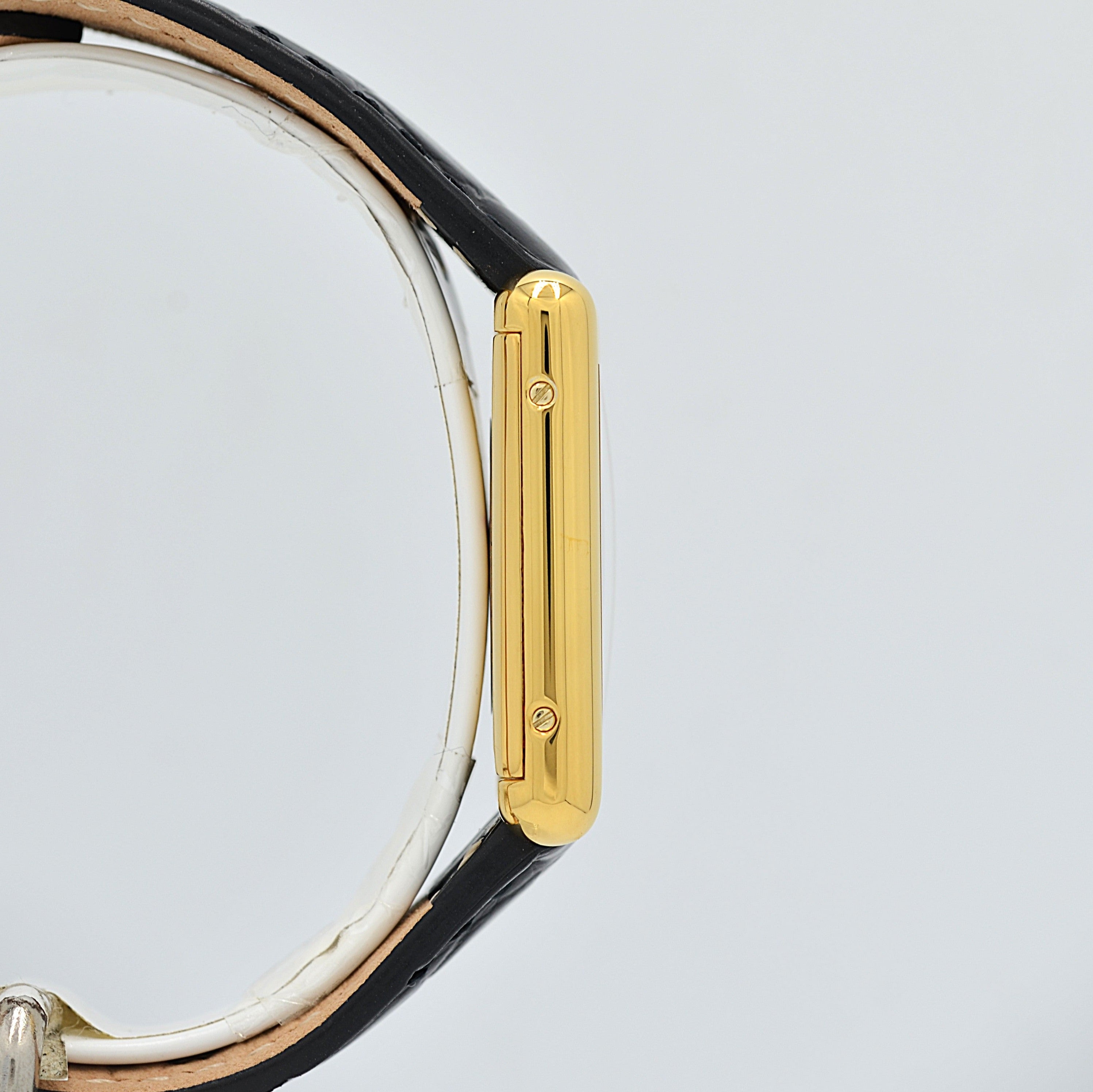 Cartier Must Tank LM Black Roman Numerals, Hand-wound, With Accessories, Cartier Complete Service Performed