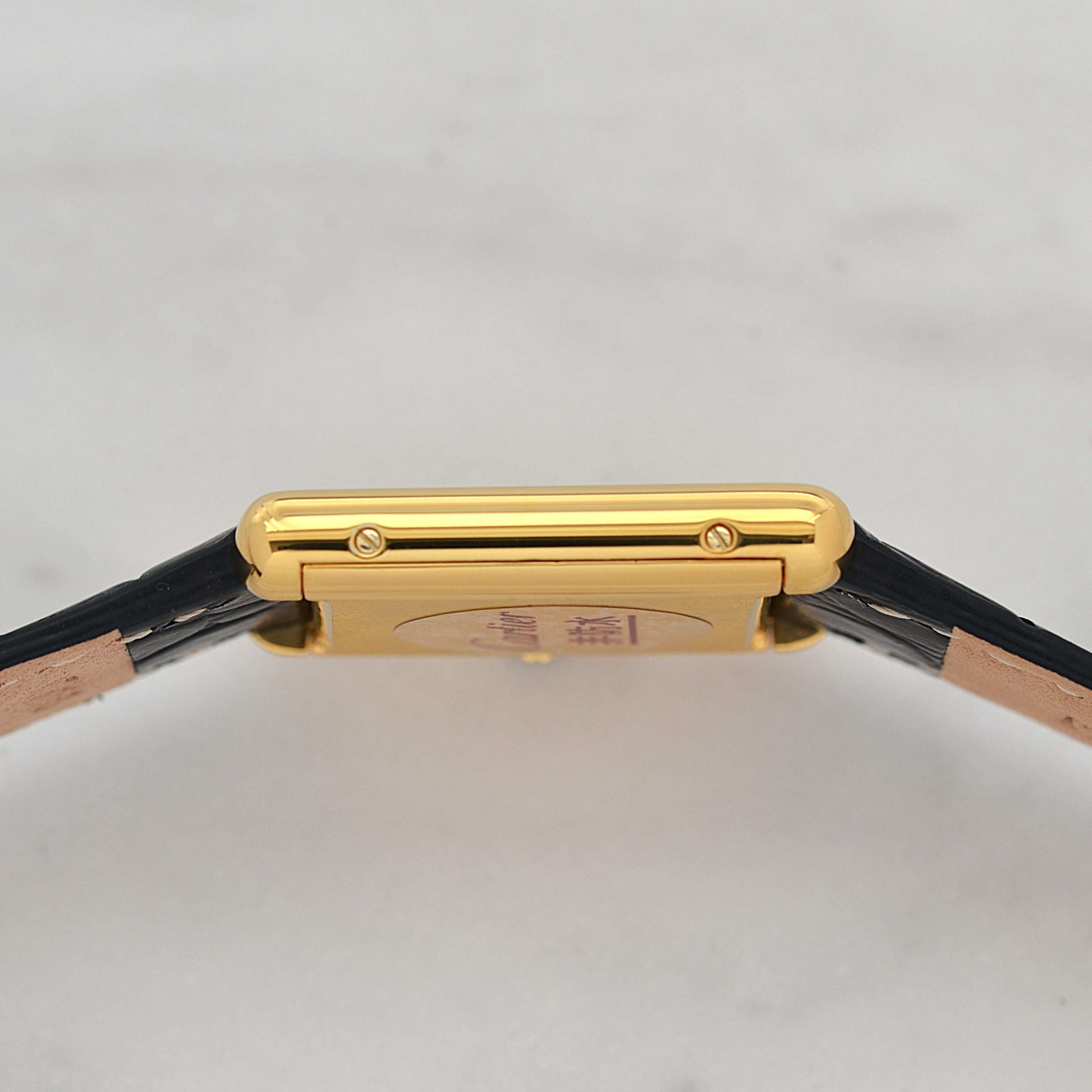 Cartier Must Tank LM Black Roman Numerals, Hand-wound, With Accessories, Cartier Complete Service Performed