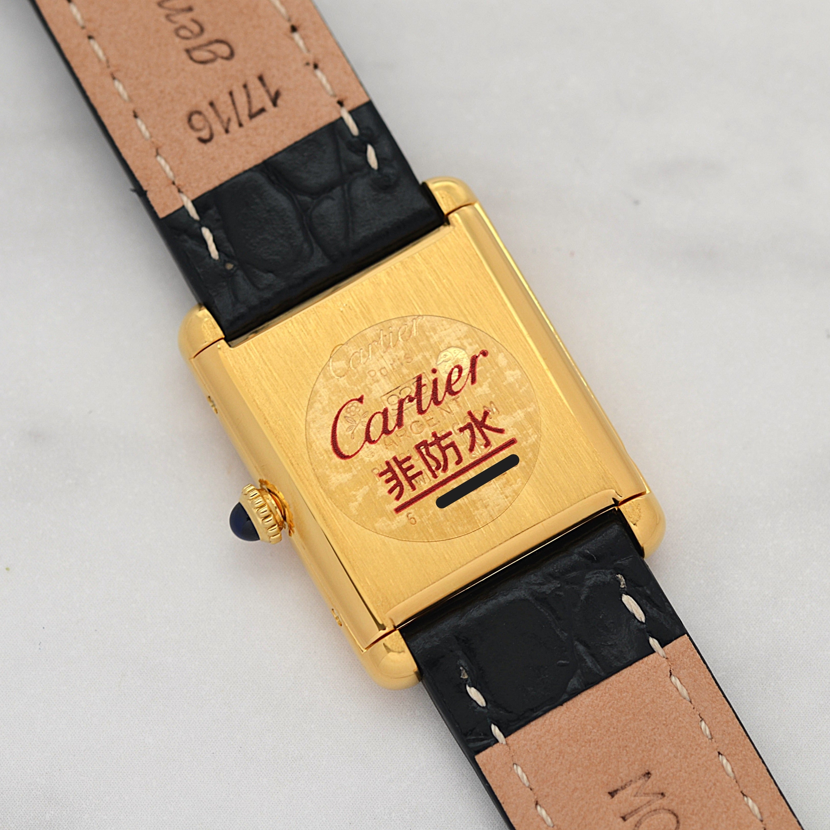 Cartier Must Tank LM Black Roman Numerals, Hand-wound, With Accessories, Cartier Complete Service Performed