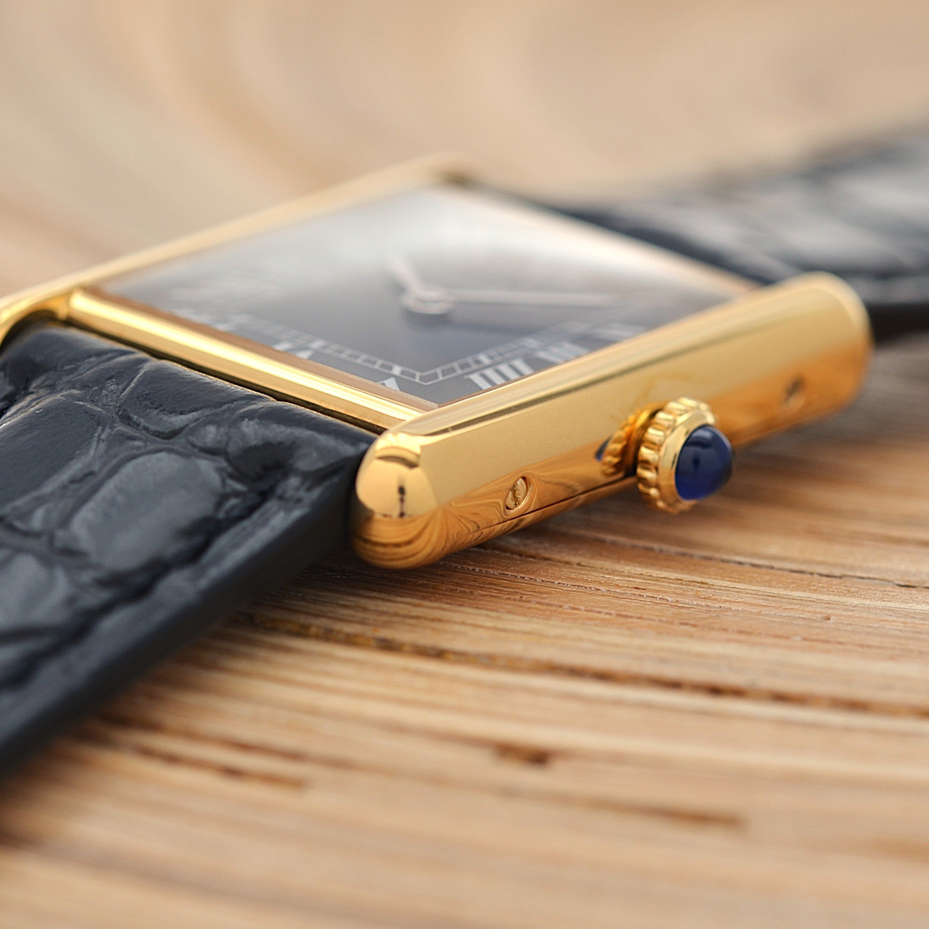 Cartier Must Tank LM Black Roman Numerals, Hand-wound, With Accessories, Cartier Complete Service Performed