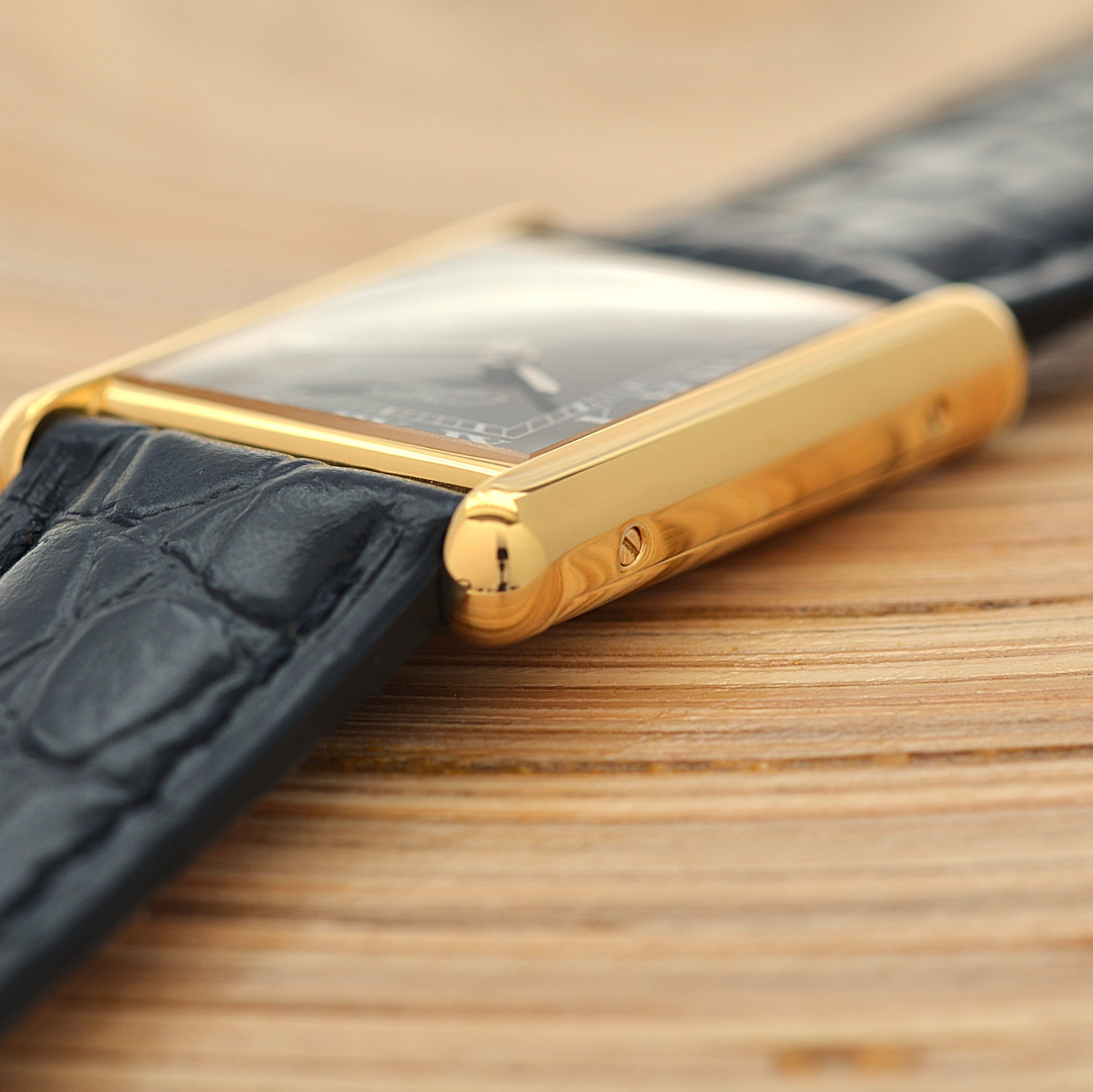 Cartier Must Tank LM Black Roman Numerals, Hand-wound, With Accessories, Cartier Complete Service Performed