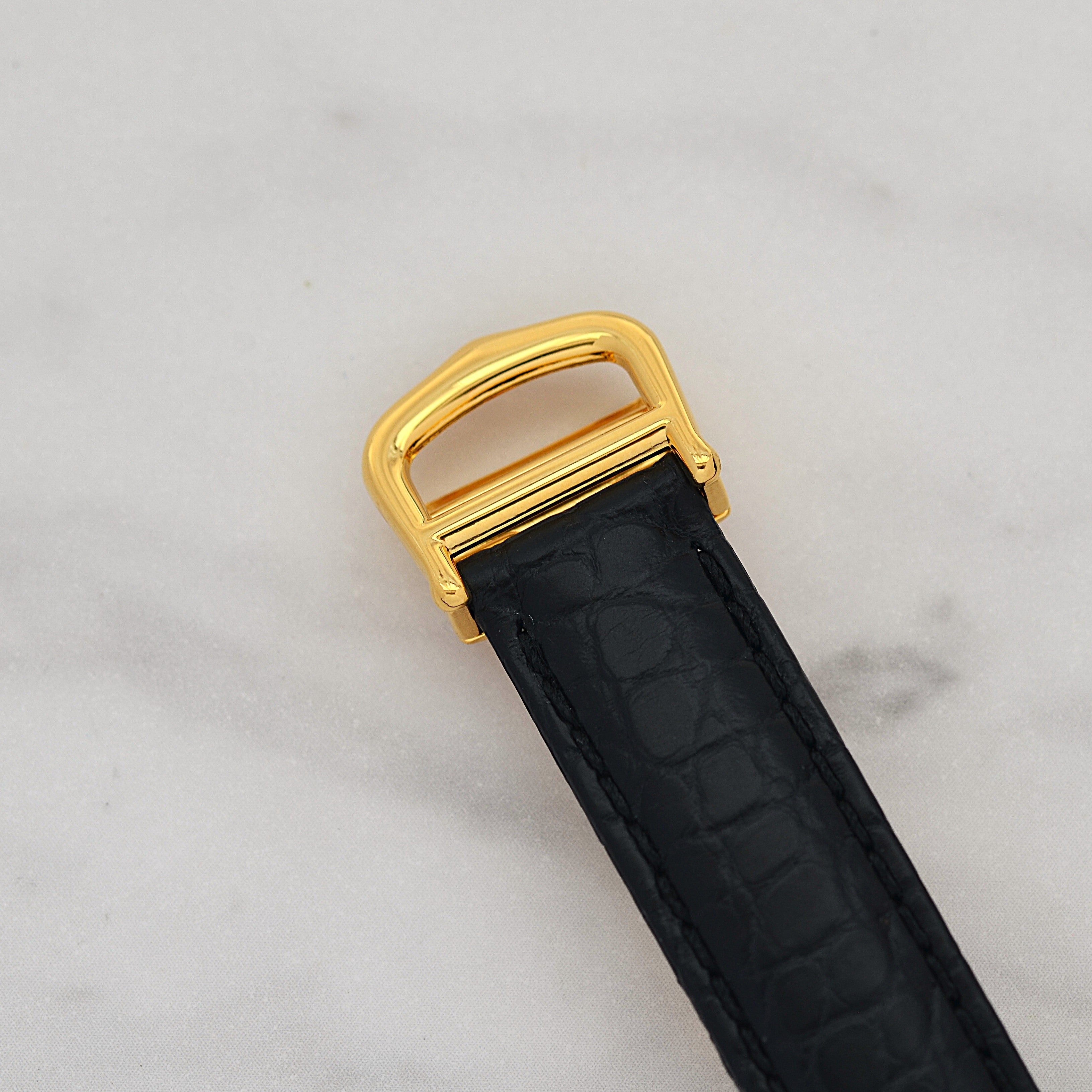 【Cartier】Cartier Must Tank SM Black 4 Roman Numerals with Original D-Buckle, Cartier Complete Service Performed