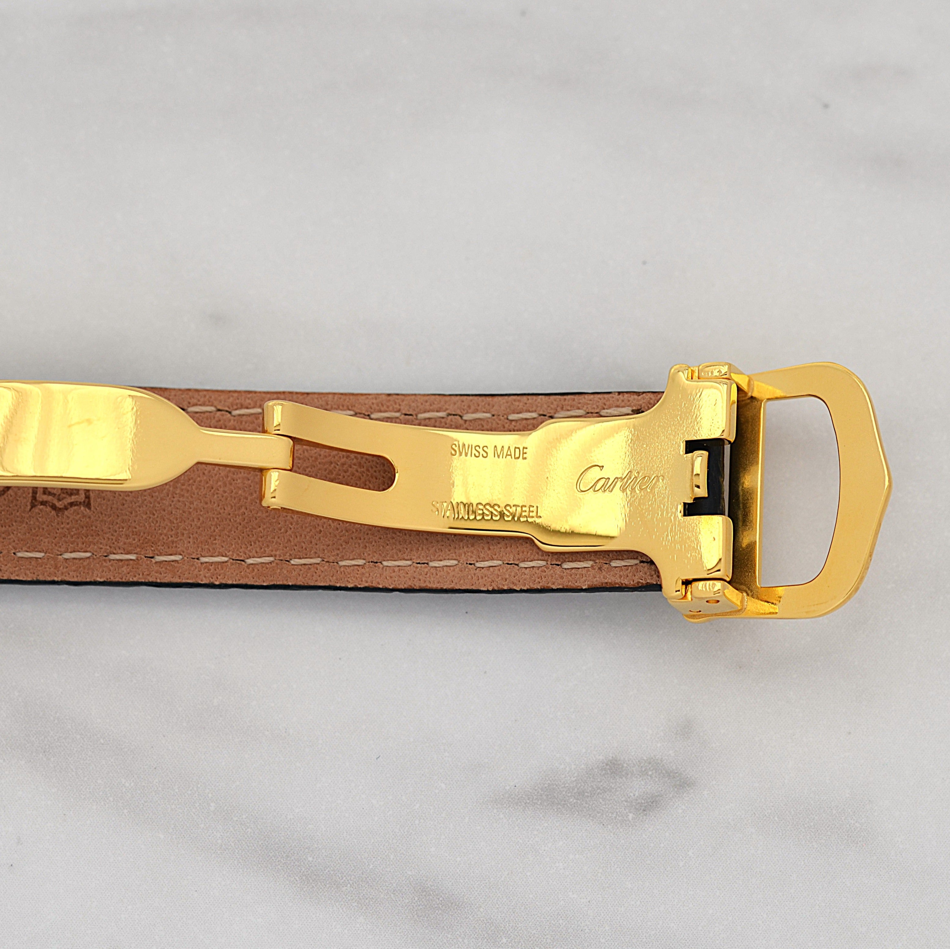 【Cartier】Cartier Must Tank SM Black 4 Roman Numerals with Original D-Buckle, Cartier Complete Service Performed