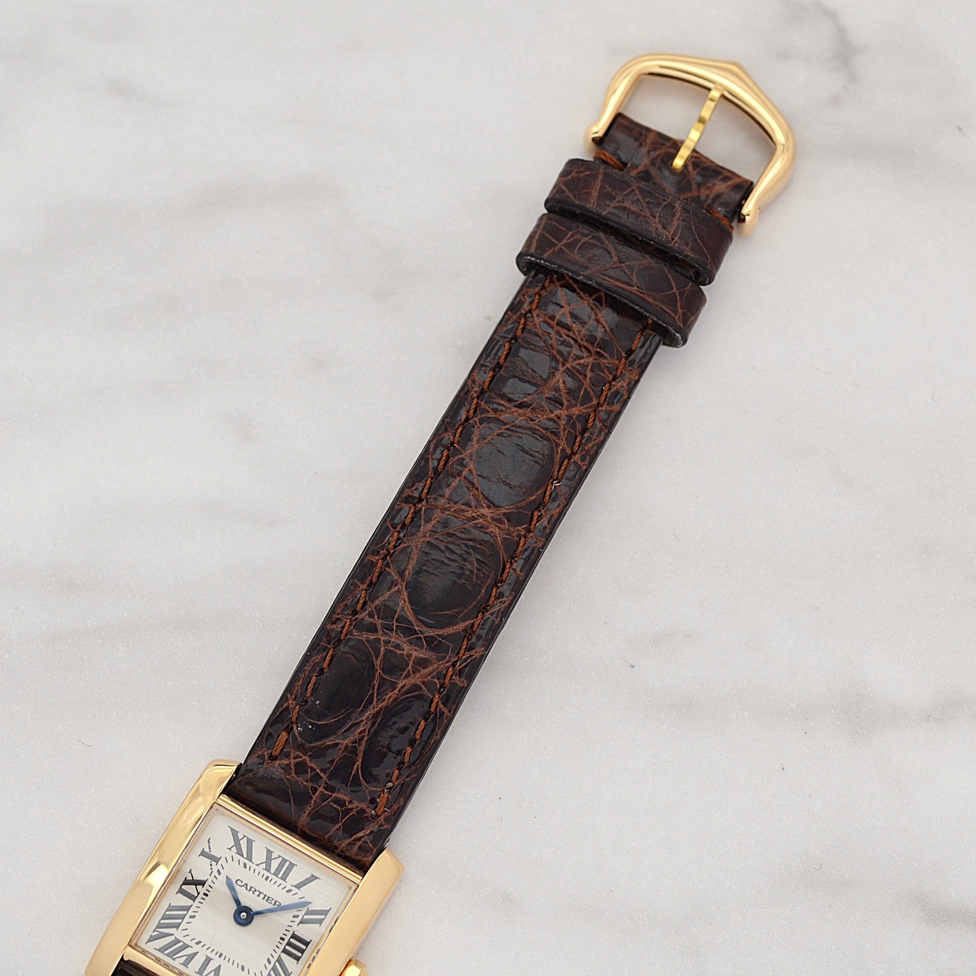 【Cartier】Cartier Tank Française SM 18K YG with genuine 18K YG buckle, Cartier complete service performed
