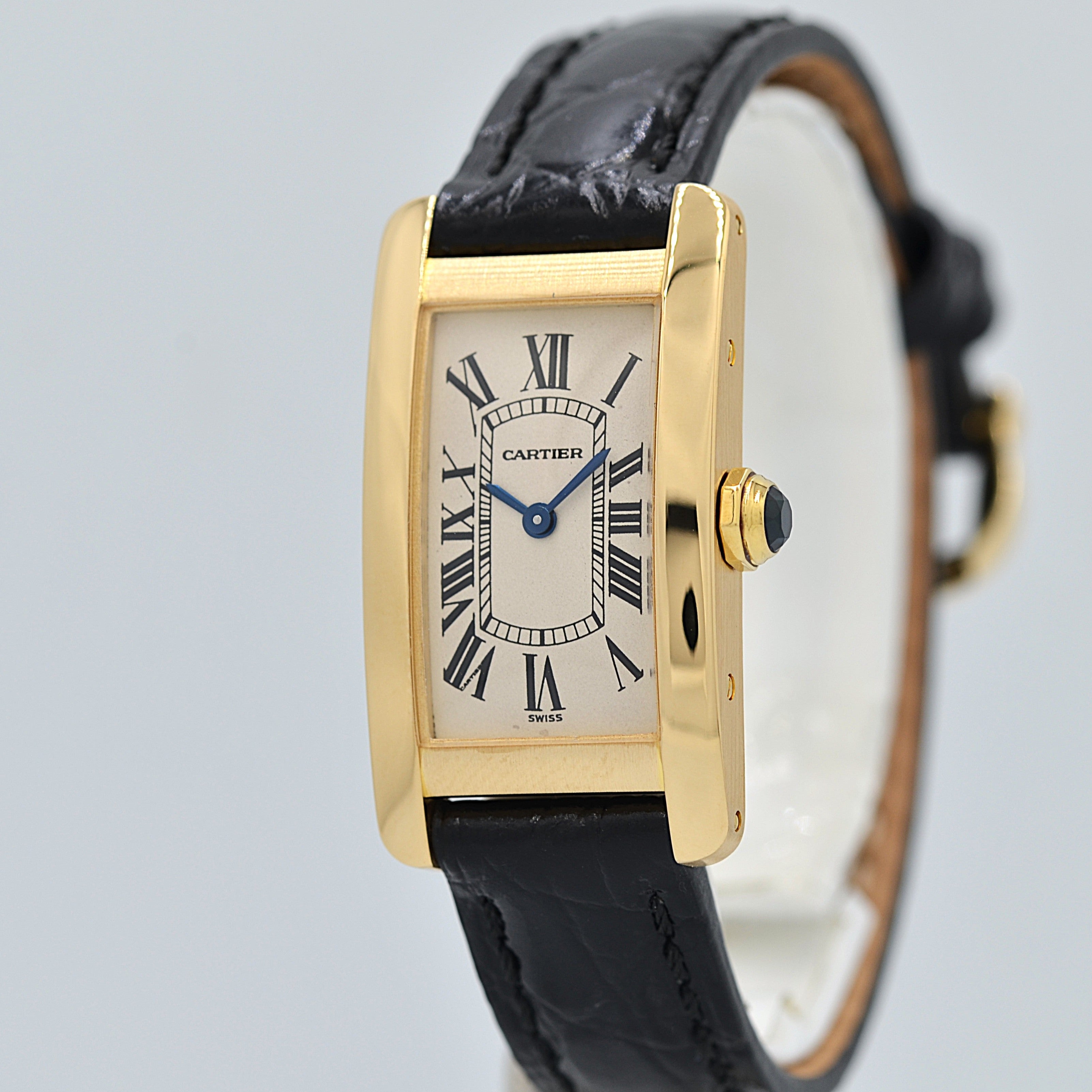 【Cartier】カルティエ タンクアメリカン SM 18KYG 純正18KYG製尾錠付き カルティエコンプリートサービス済み