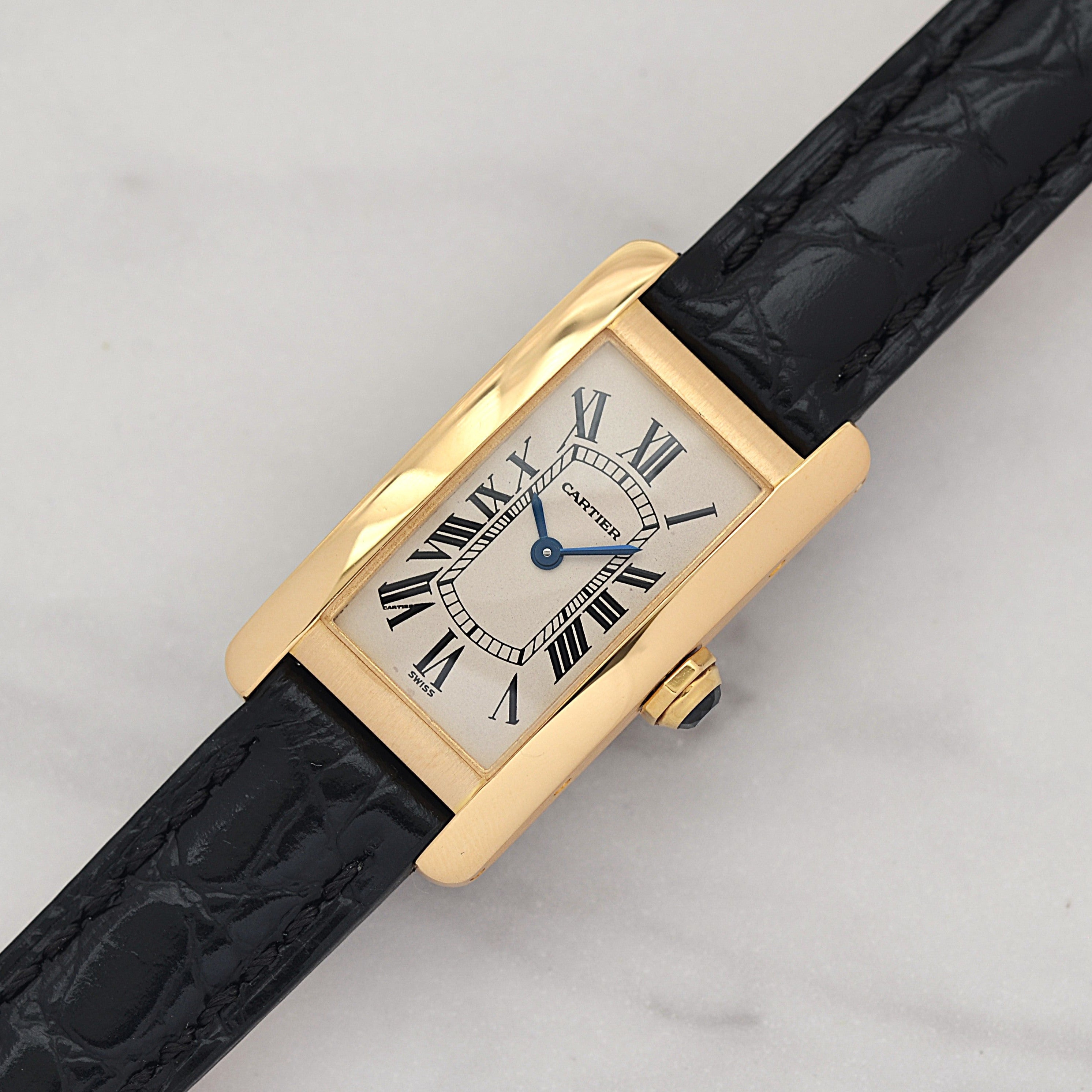 【Cartier】カルティエ タンクアメリカン SM 18KYG 純正18KYG製尾錠付き カルティエコンプリートサービス済み