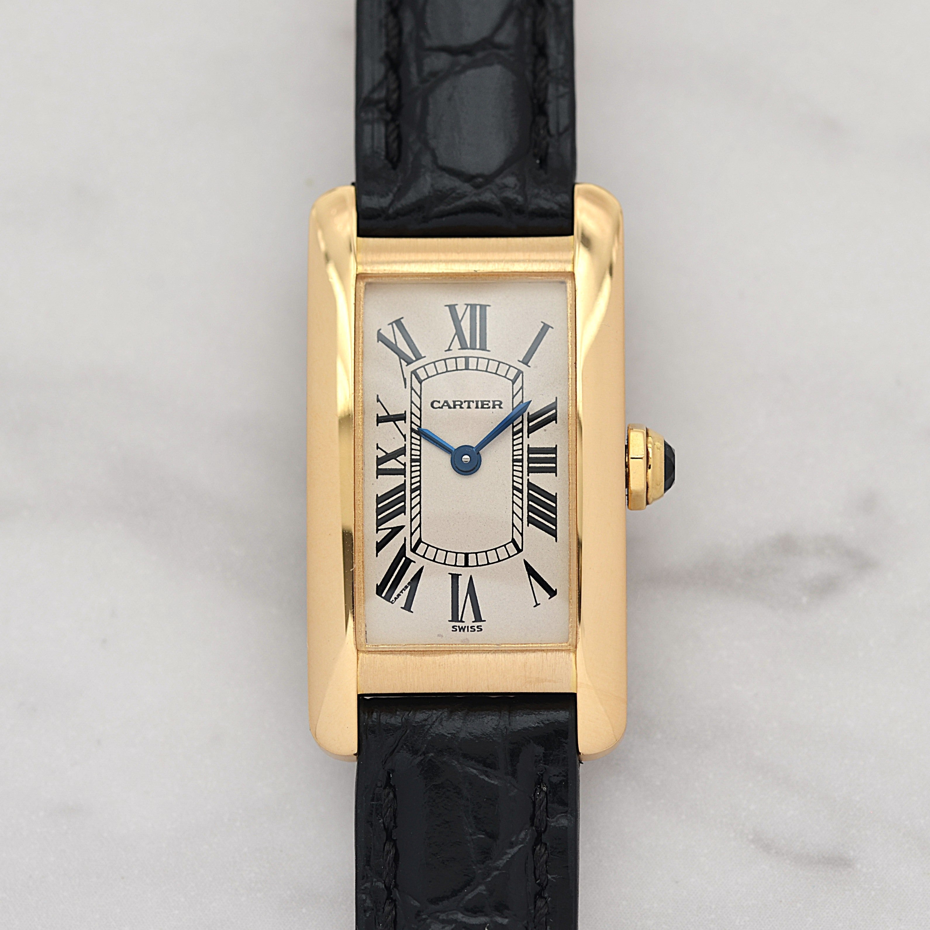 【Cartier】カルティエ タンクアメリカン SM 18KYG 純正18KYG製尾錠付き カルティエコンプリートサービス済み