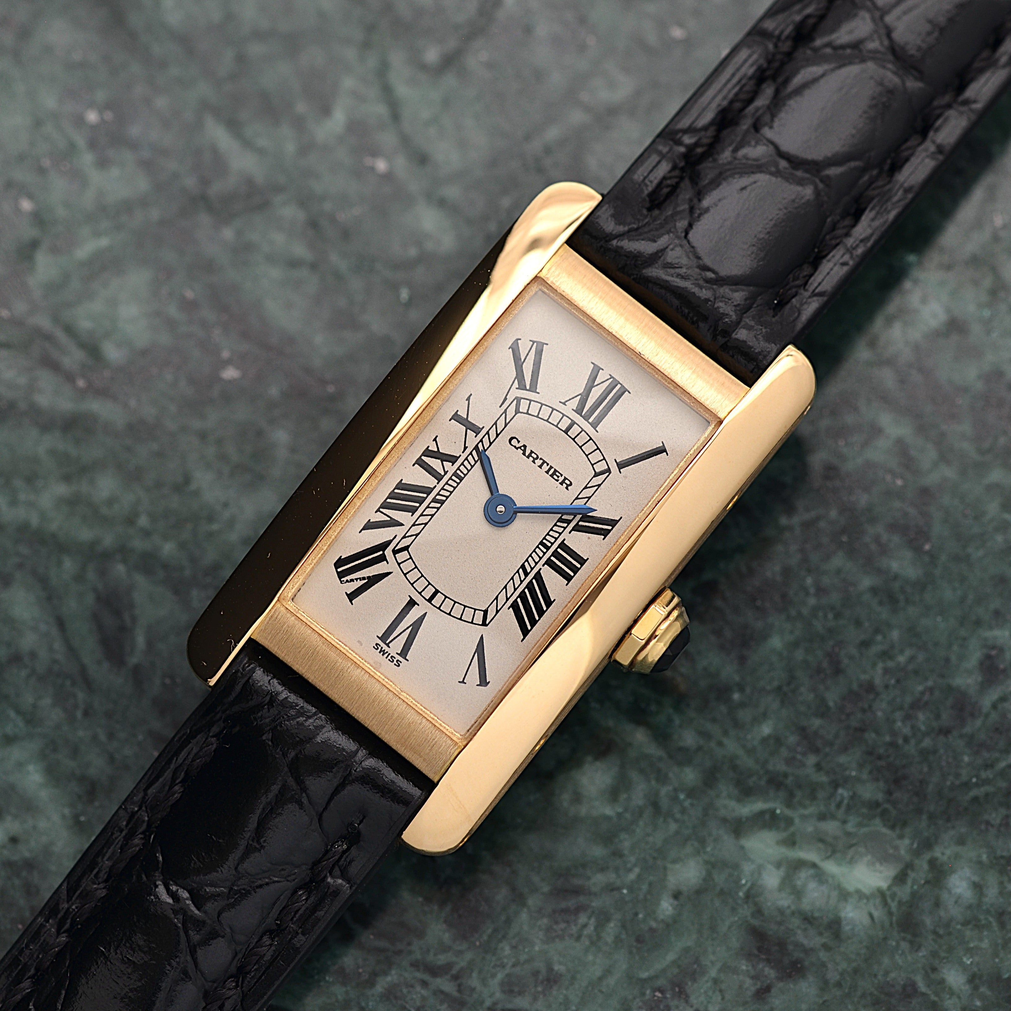 【Cartier】カルティエ タンクアメリカン SM 18KYG 純正18KYG製尾錠付き カルティエコンプリートサービス済み