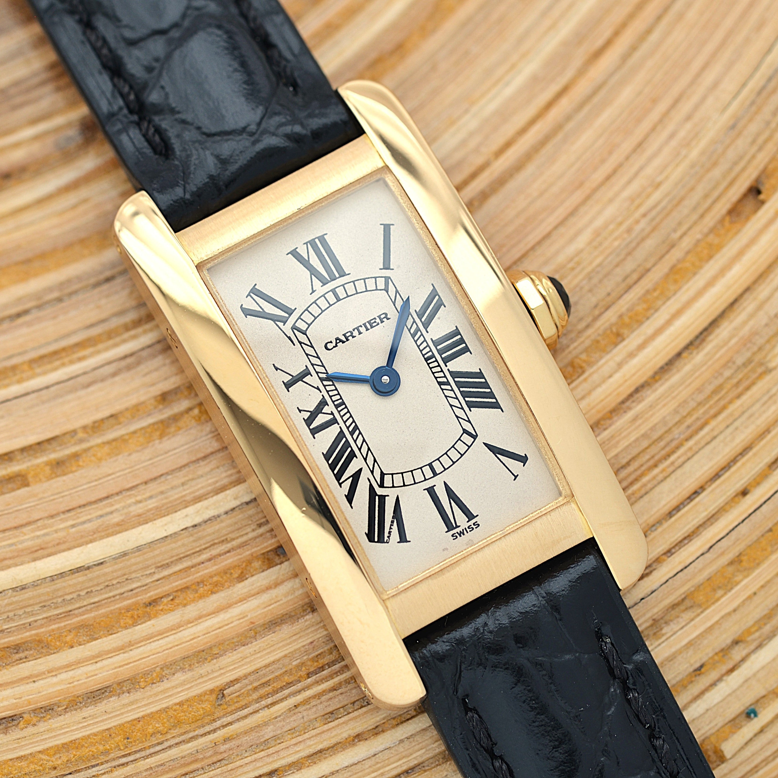 【Cartier】カルティエ タンクアメリカン SM 18KYG 純正18KYG製尾錠付き カルティエコンプリートサービス済み