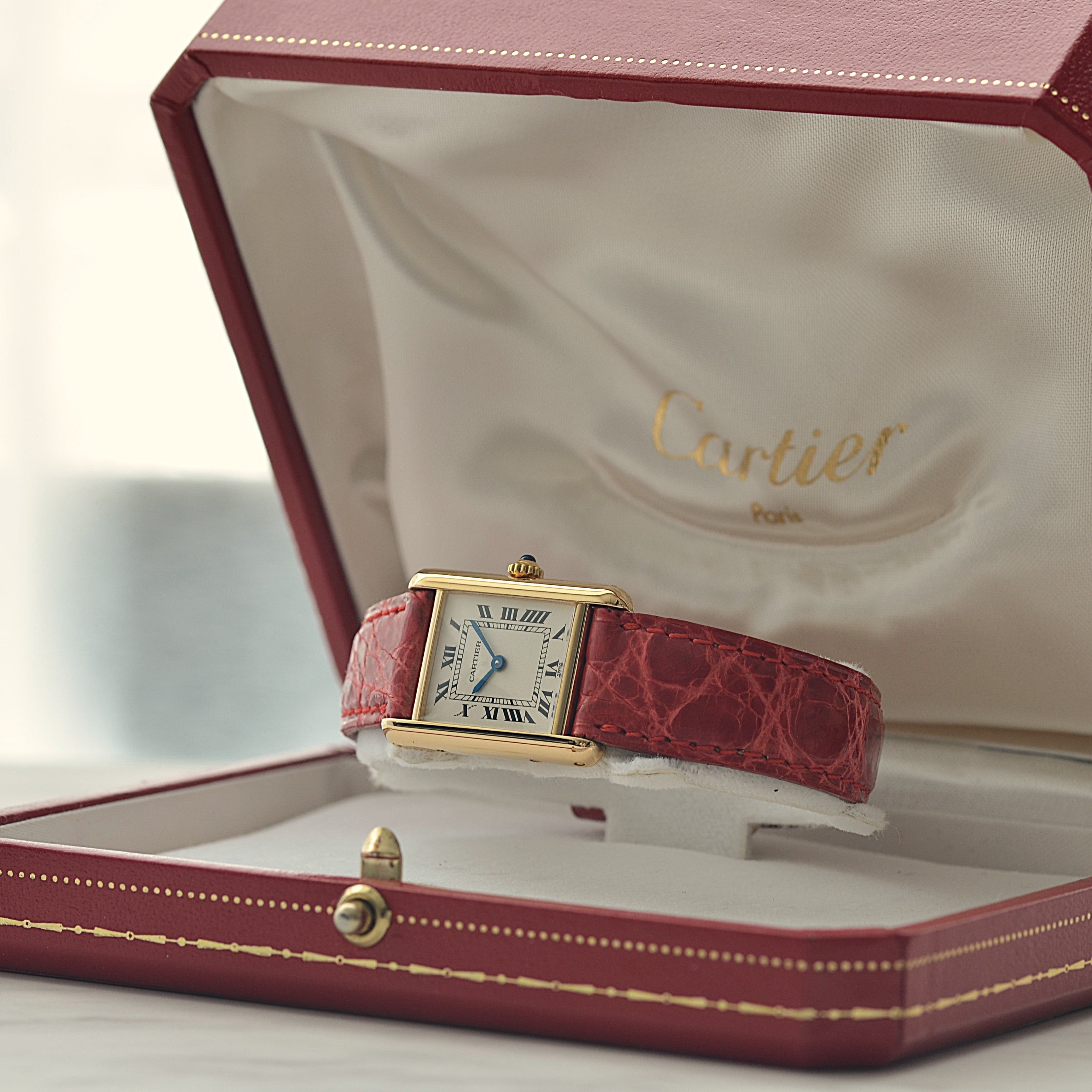 【Cartier】カルティエ タンクルイカルティエ SM 18KYG 付属品完備 カルティエコンプリートサービス済み