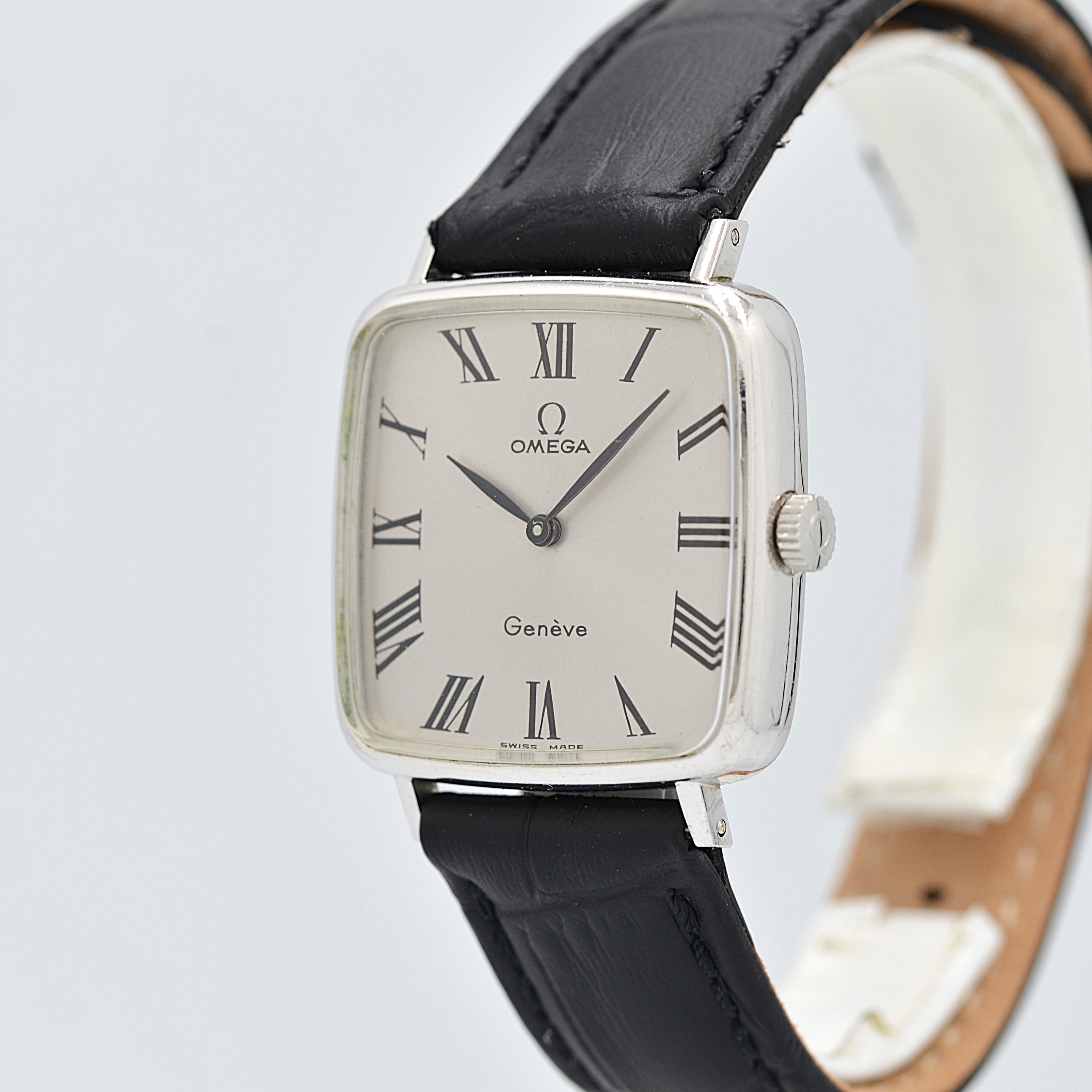 [OMEGA] Omega Geneve WGP Square Silver Boys' Size with Genuine Buckle