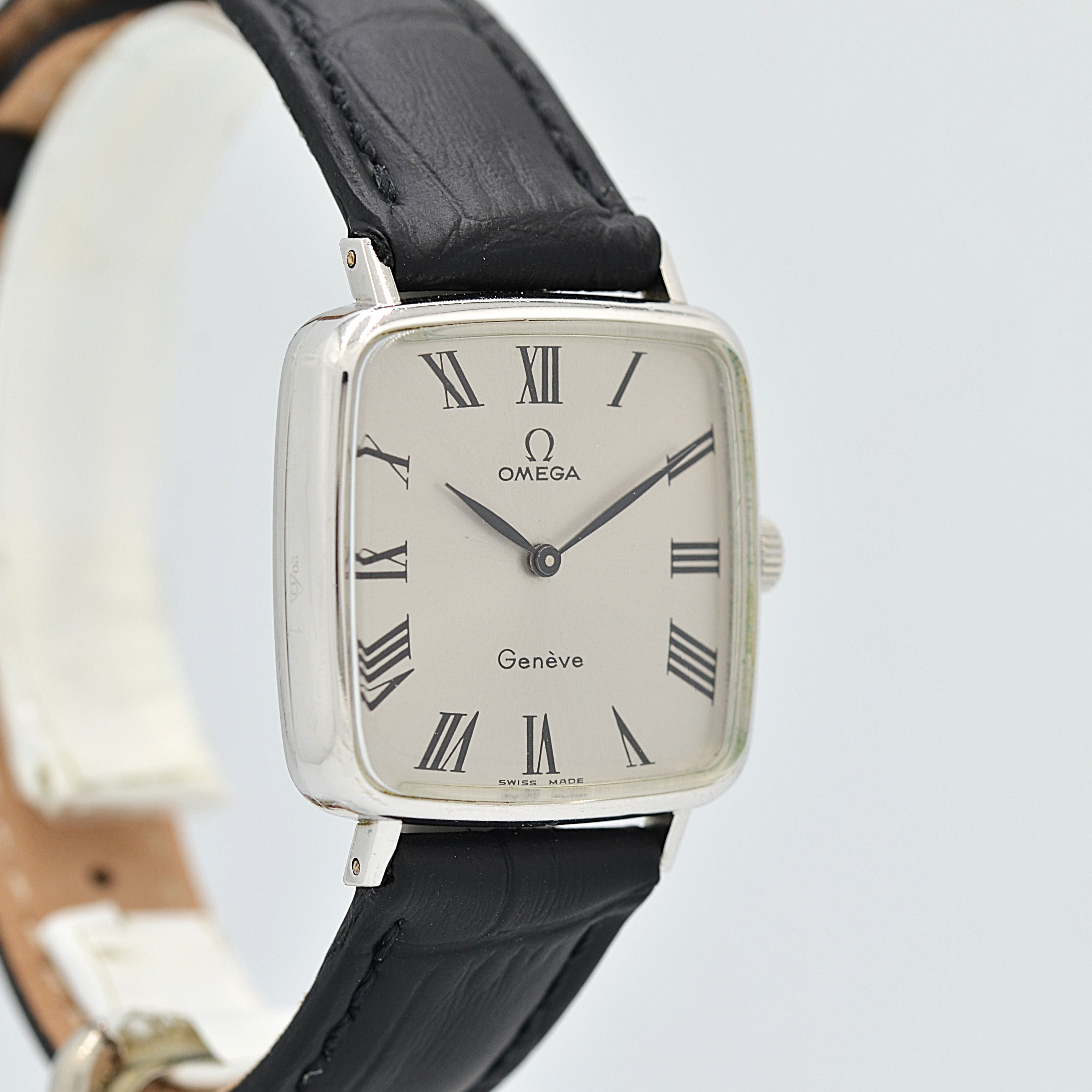 [OMEGA] Omega Geneve WGP Square Silver Boys' Size with Genuine Buckle
