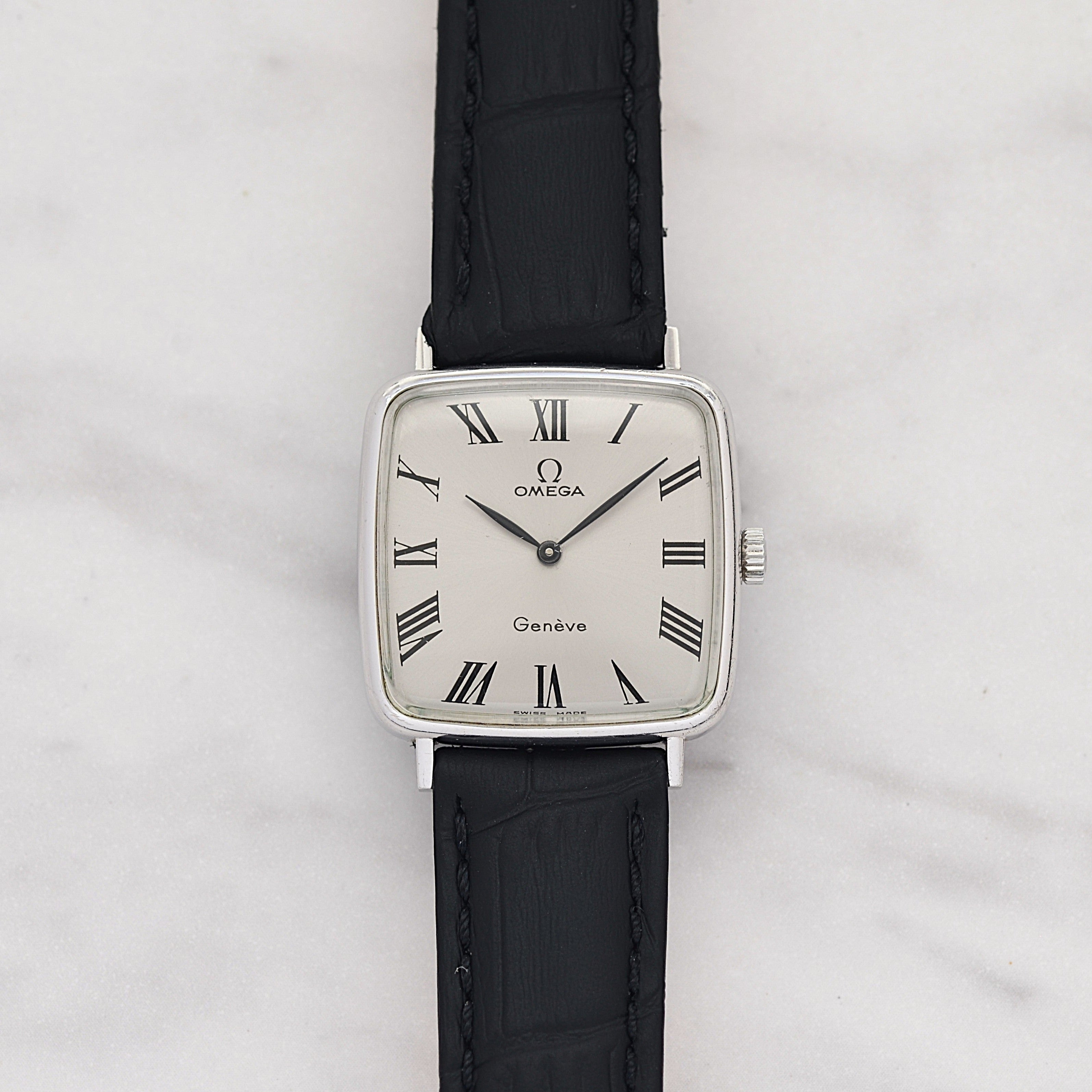 [OMEGA] Omega Geneve WGP Square Silver Boys' Size with Genuine Buckle