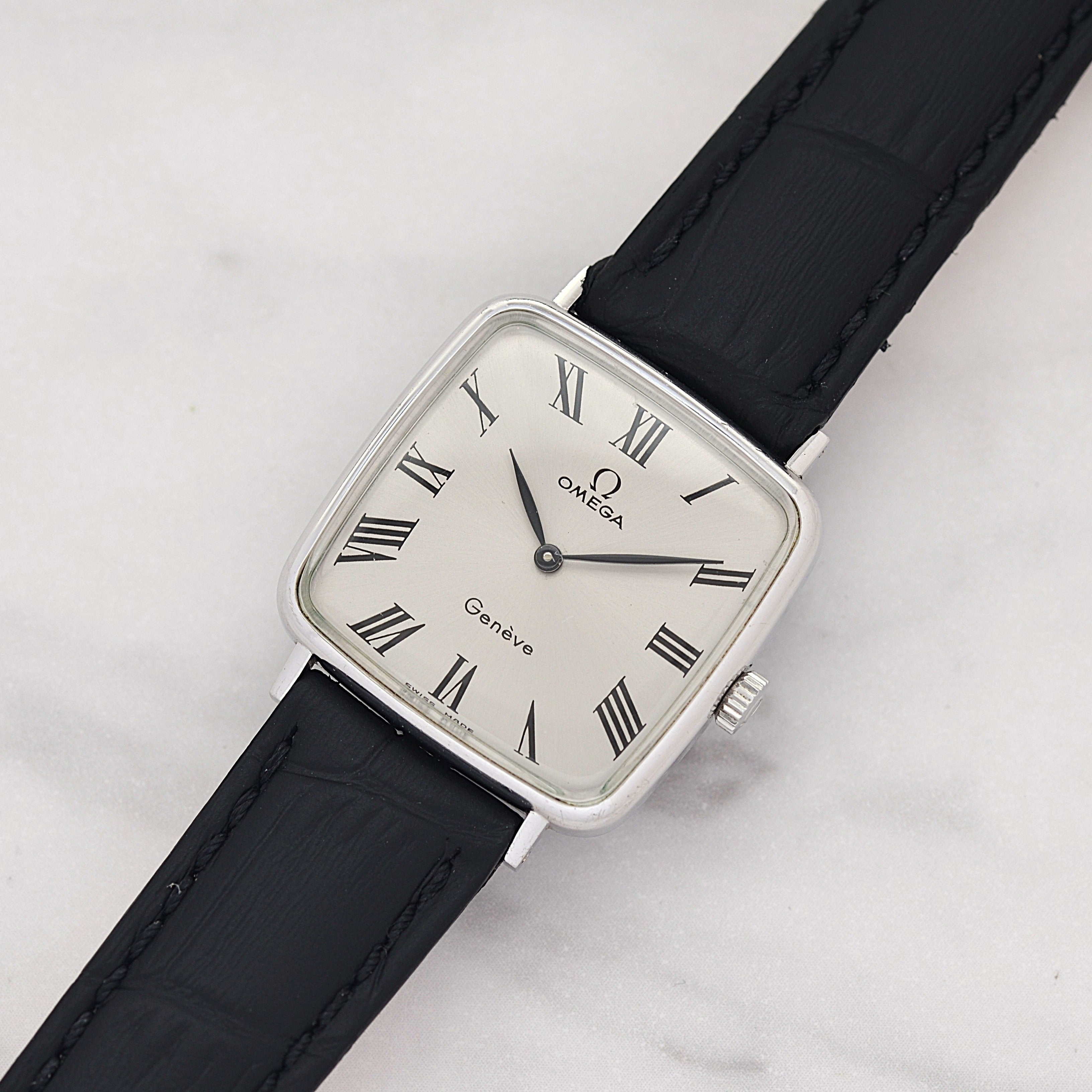 [OMEGA] Omega Geneve WGP Square Silver Boys' Size with Genuine Buckle