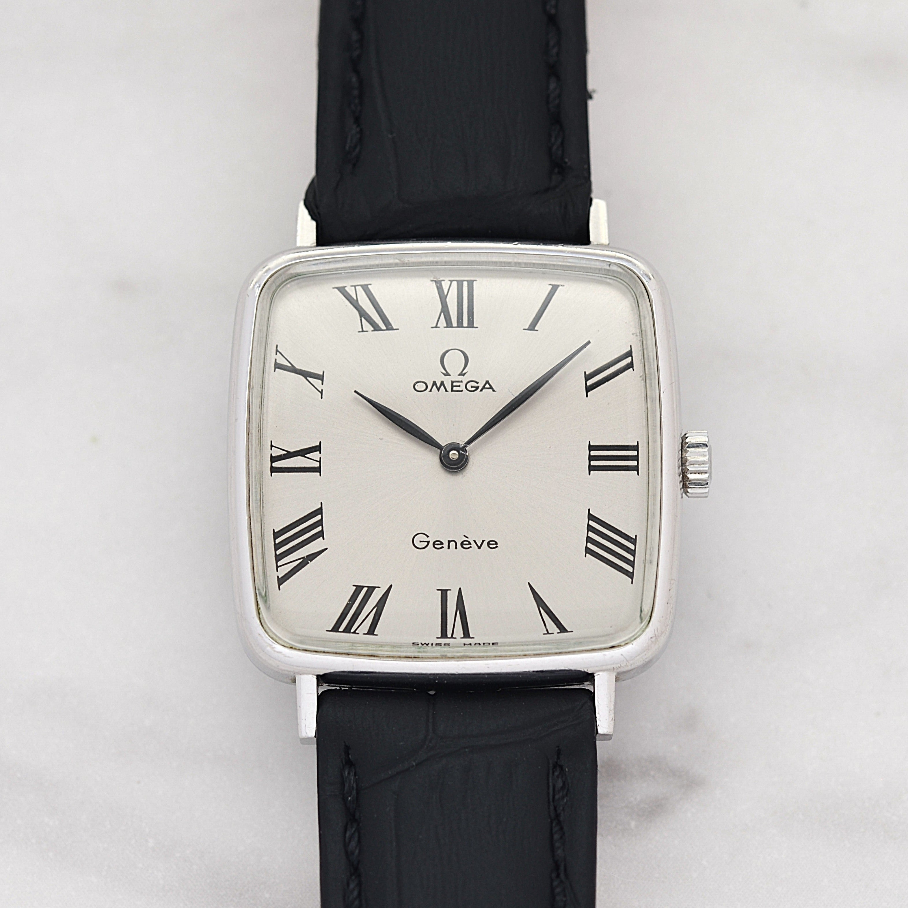 [OMEGA] Omega Geneve WGP Square Silver Boys' Size with Genuine Buckle