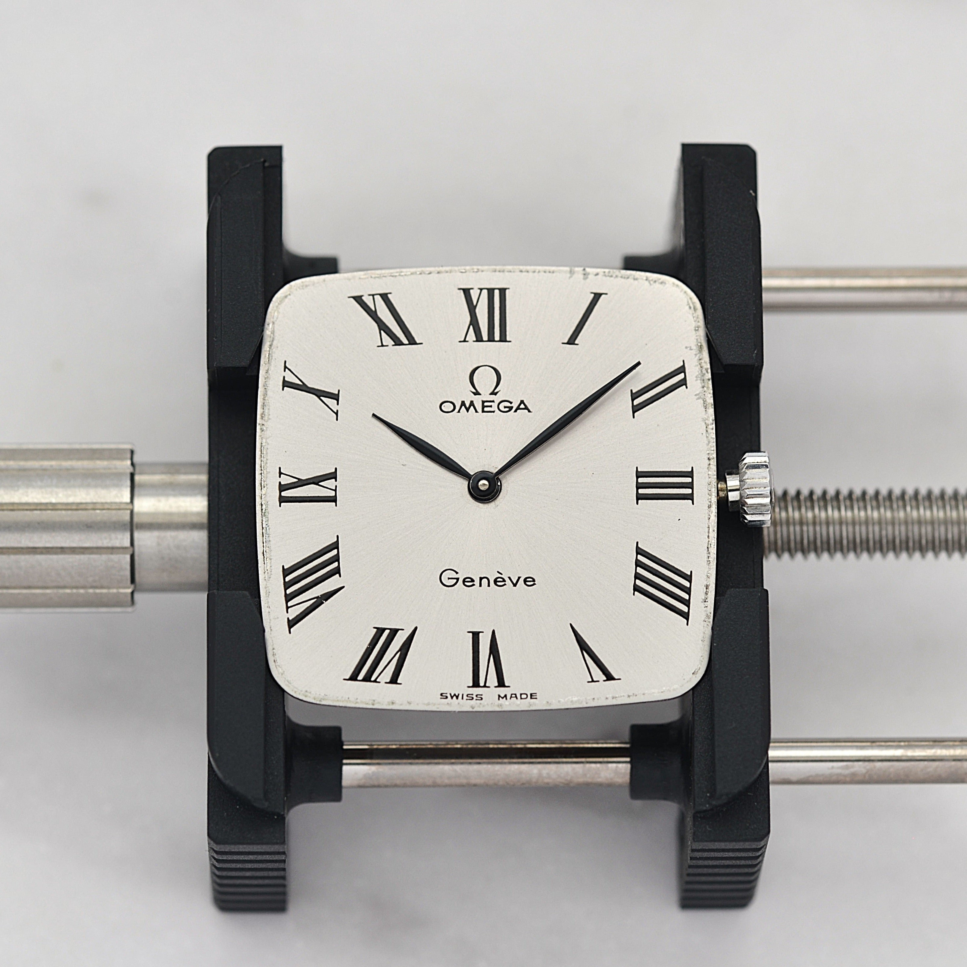 [OMEGA] Omega Geneve WGP Square Silver Boys' Size with Genuine Buckle