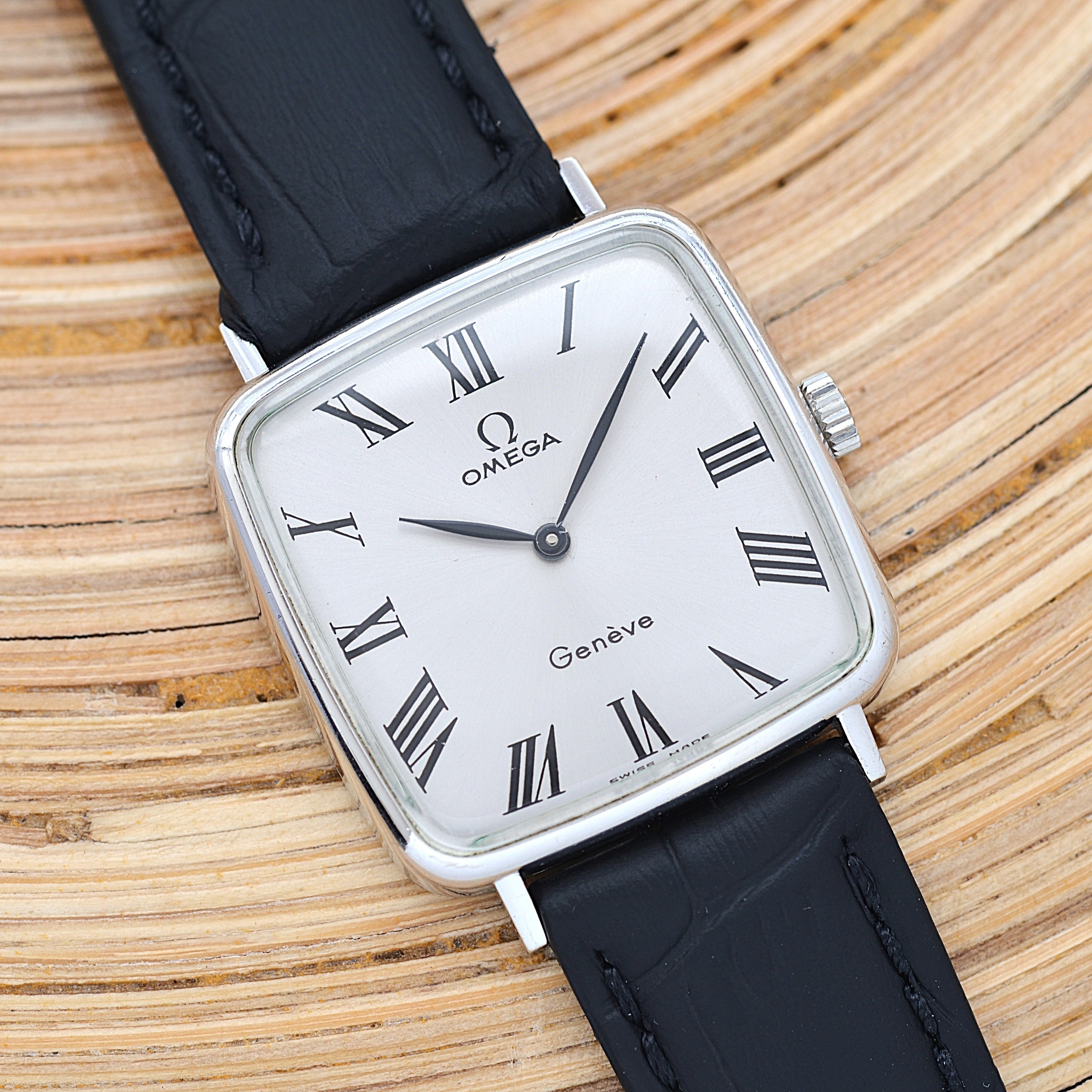 [OMEGA] Omega Geneve WGP Square Silver Boys' Size with Genuine Buckle