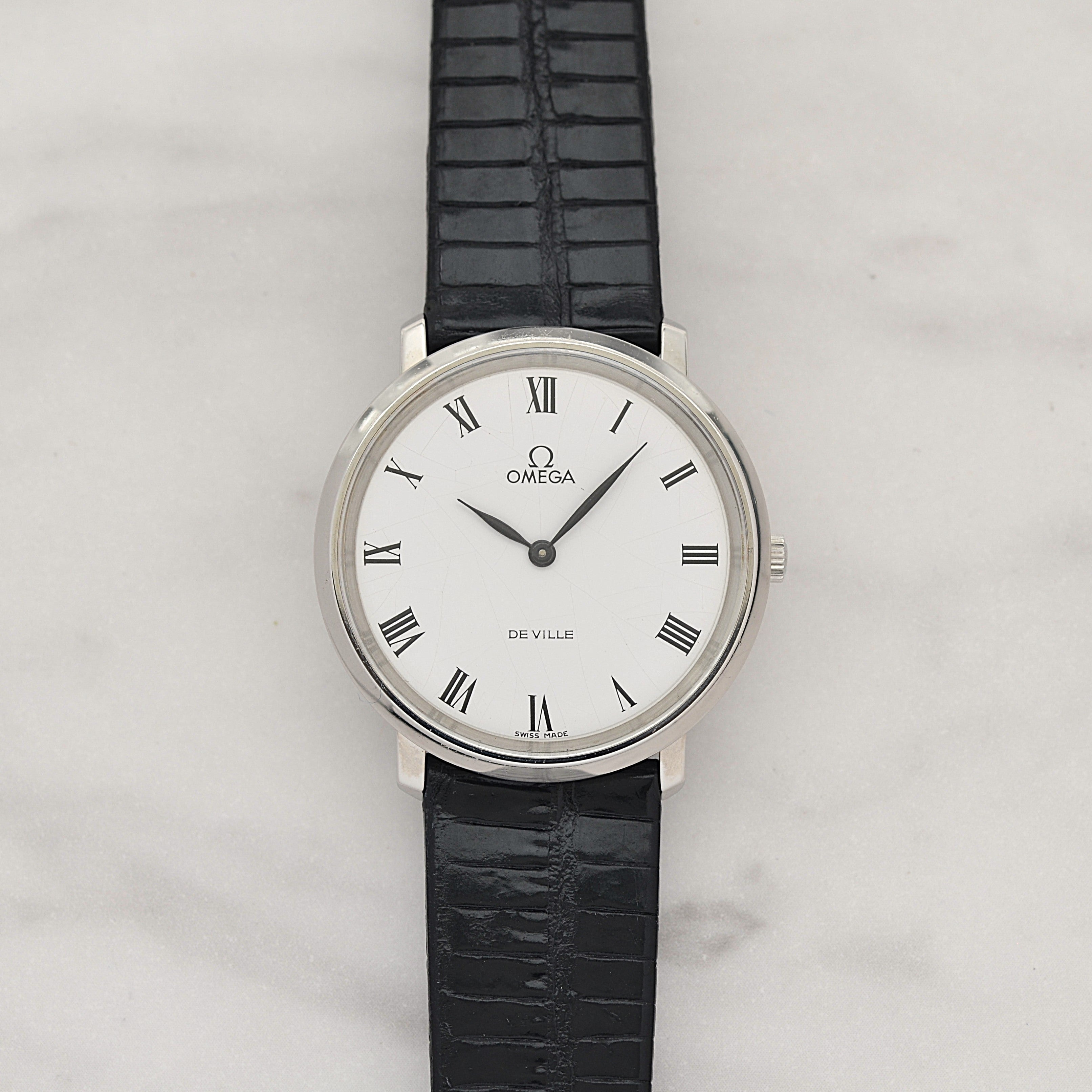 【OMEGA】オメガ デヴィル SS ラウンド White Roman 純正尾錠付き
