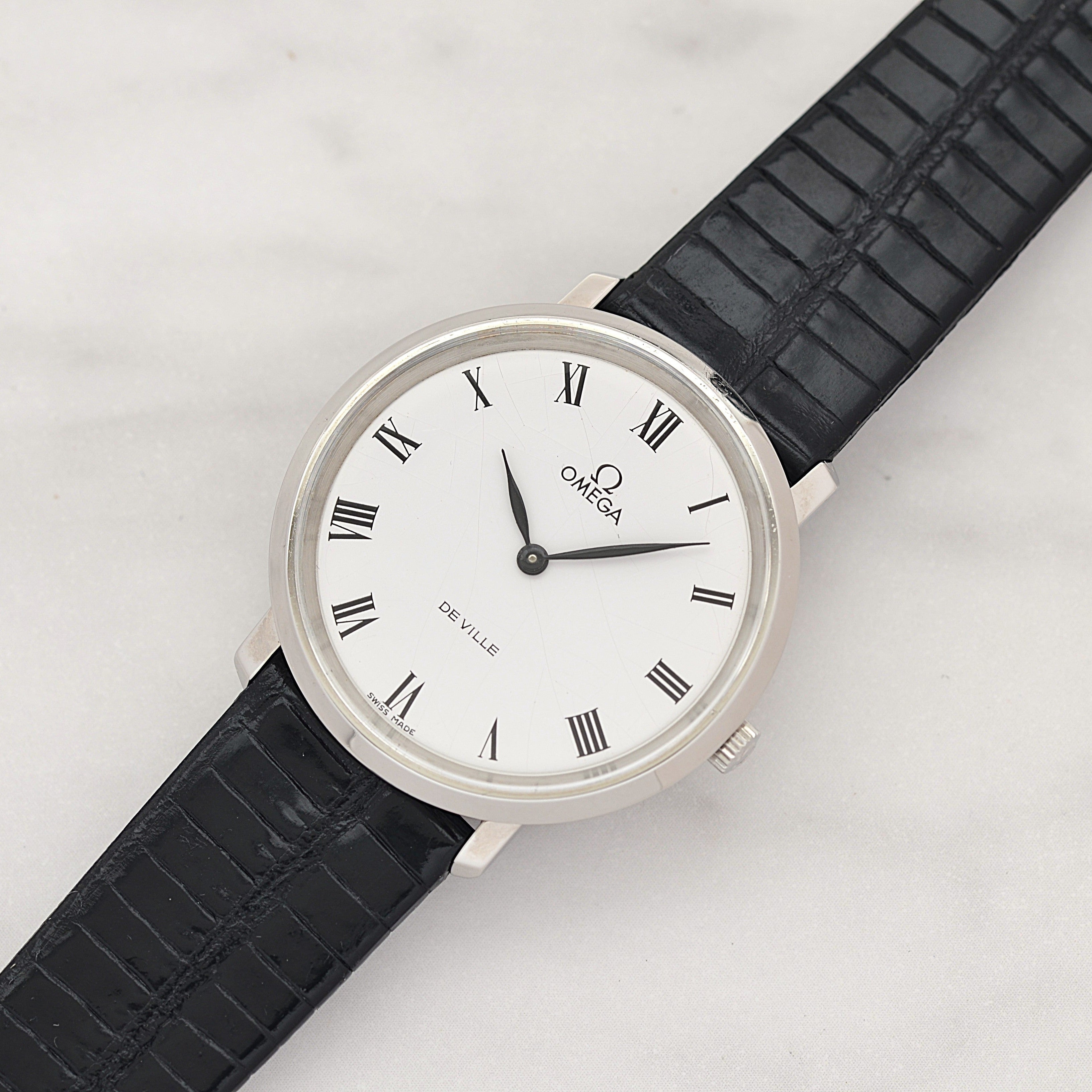 【OMEGA】オメガ デヴィル SS ラウンド White Roman 純正尾錠付き