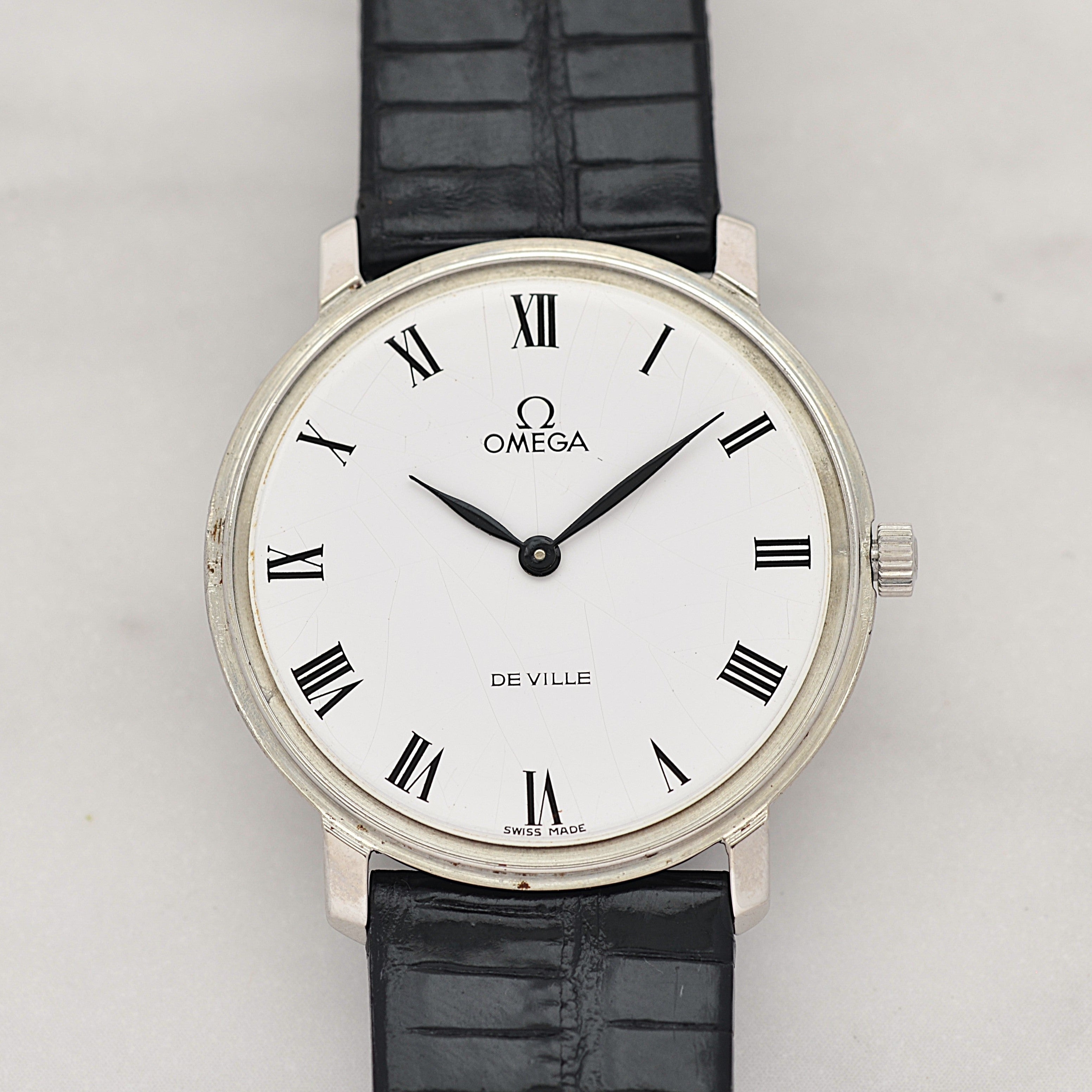 【OMEGA】オメガ デヴィル SS ラウンド White Roman 純正尾錠付き