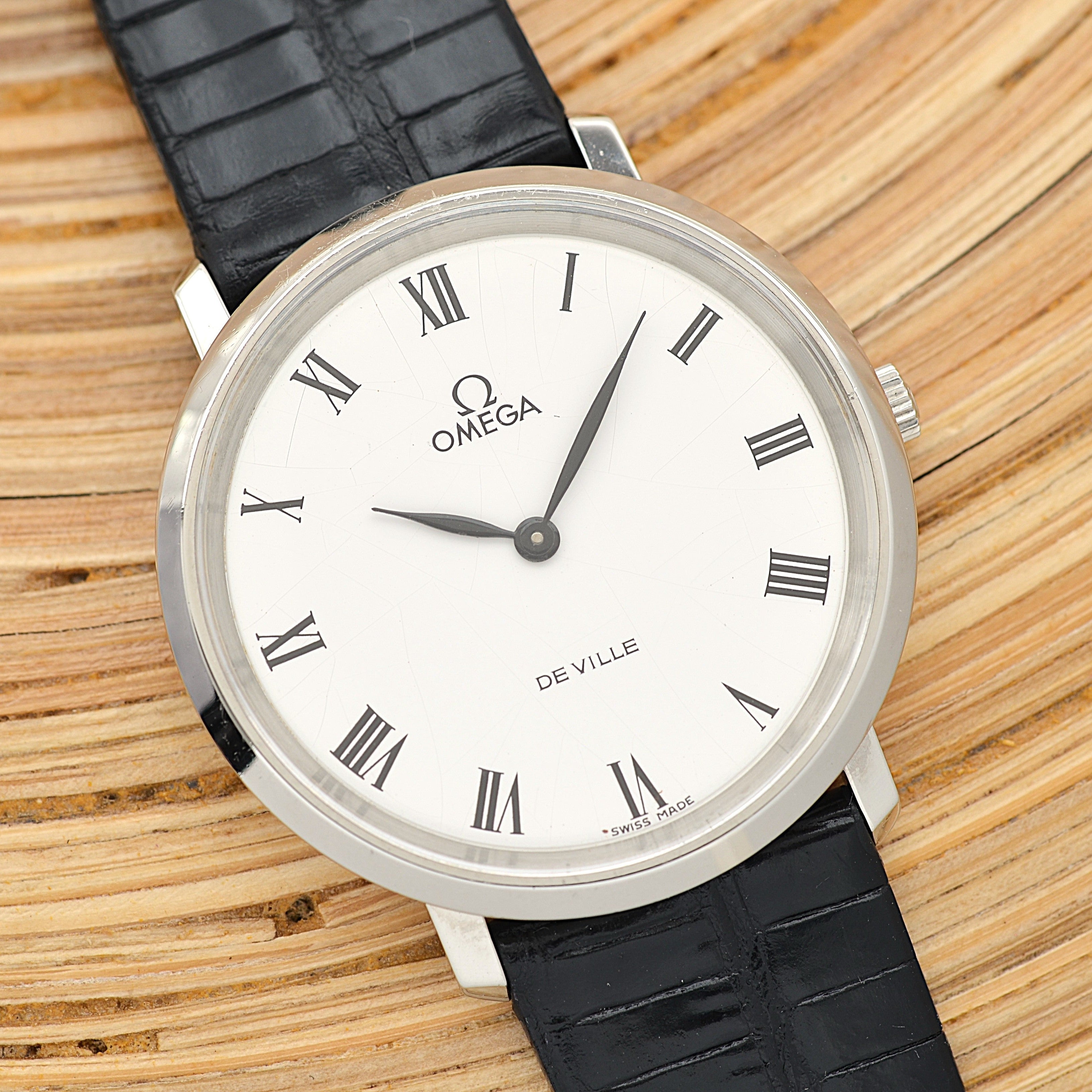 【OMEGA】オメガ デヴィル SS ラウンド White Roman 純正尾錠付き