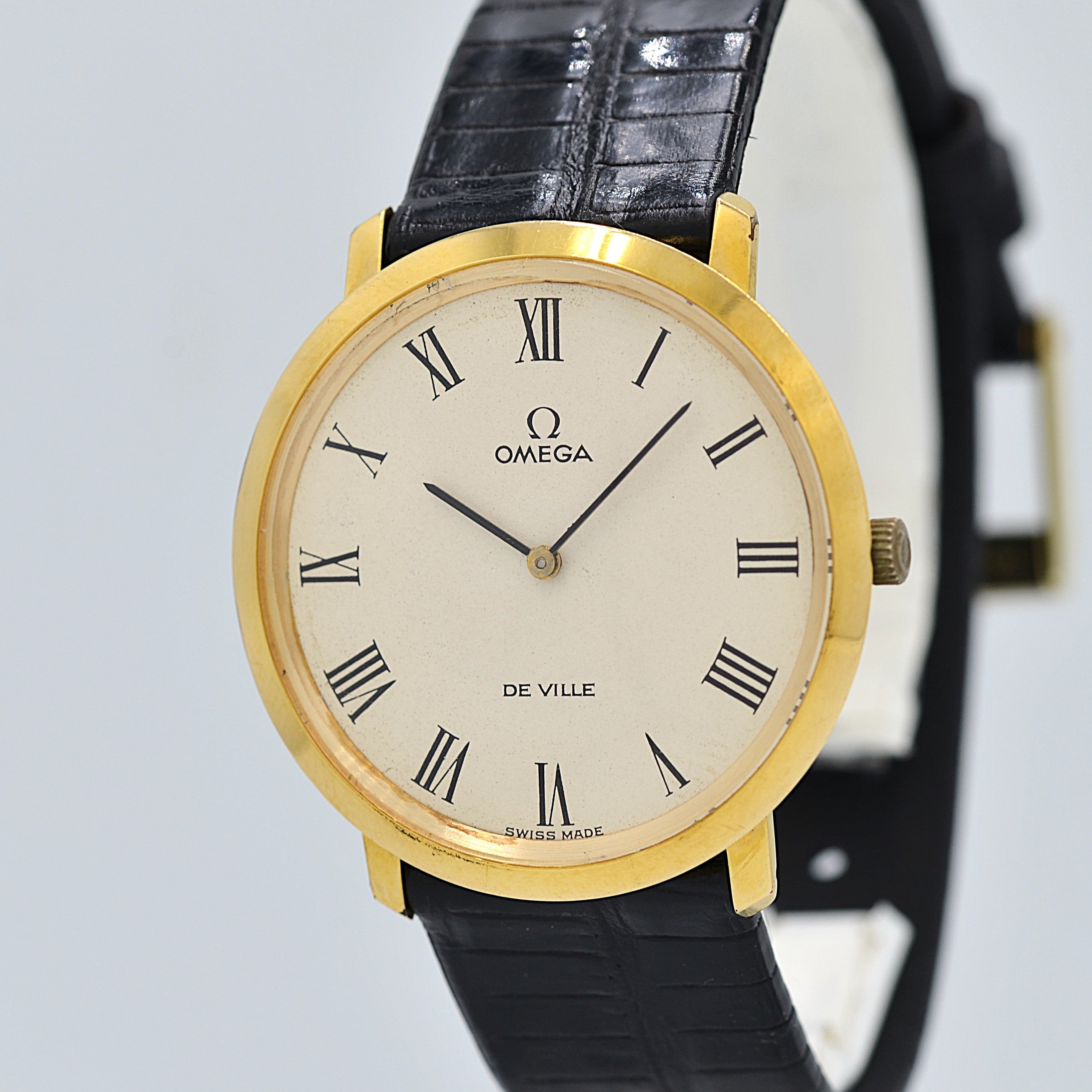 【OMEGA】オメガ デヴィル GP ラウンド Ivory Roman 純正尾錠付き