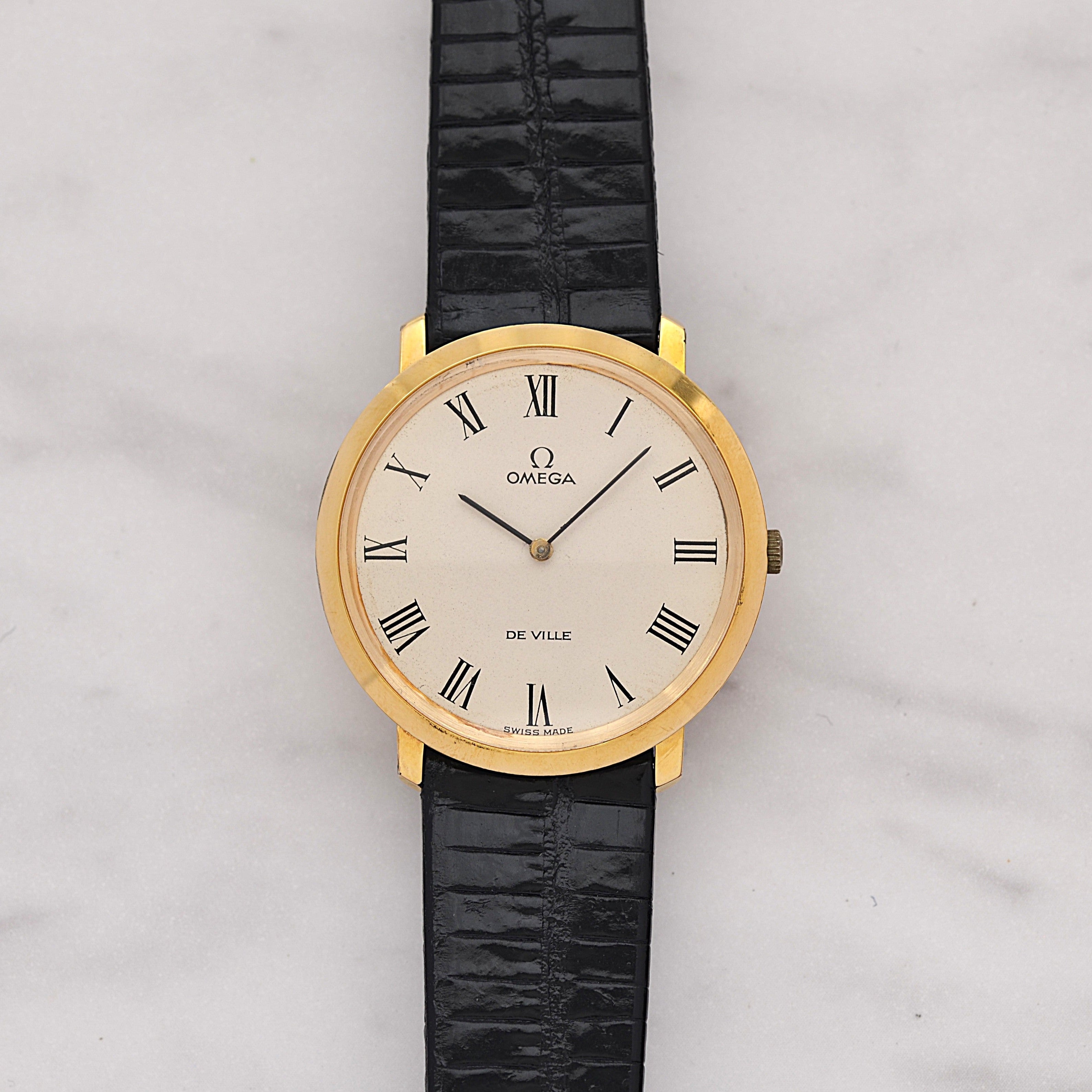 【OMEGA】オメガ デヴィル GP ラウンド Ivory Roman 純正尾錠付き