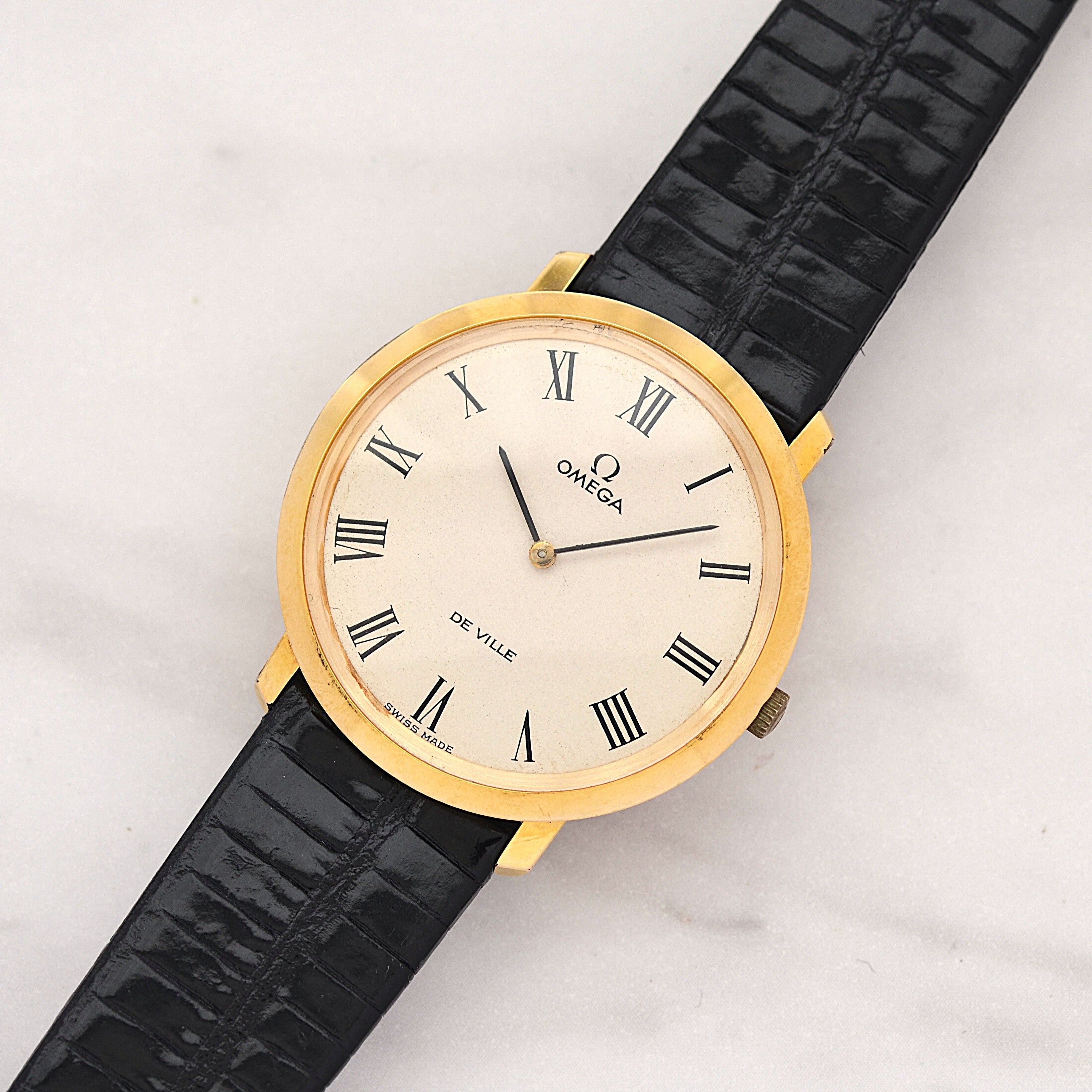 【OMEGA】オメガ デヴィル GP ラウンド Ivory Roman 純正尾錠付き