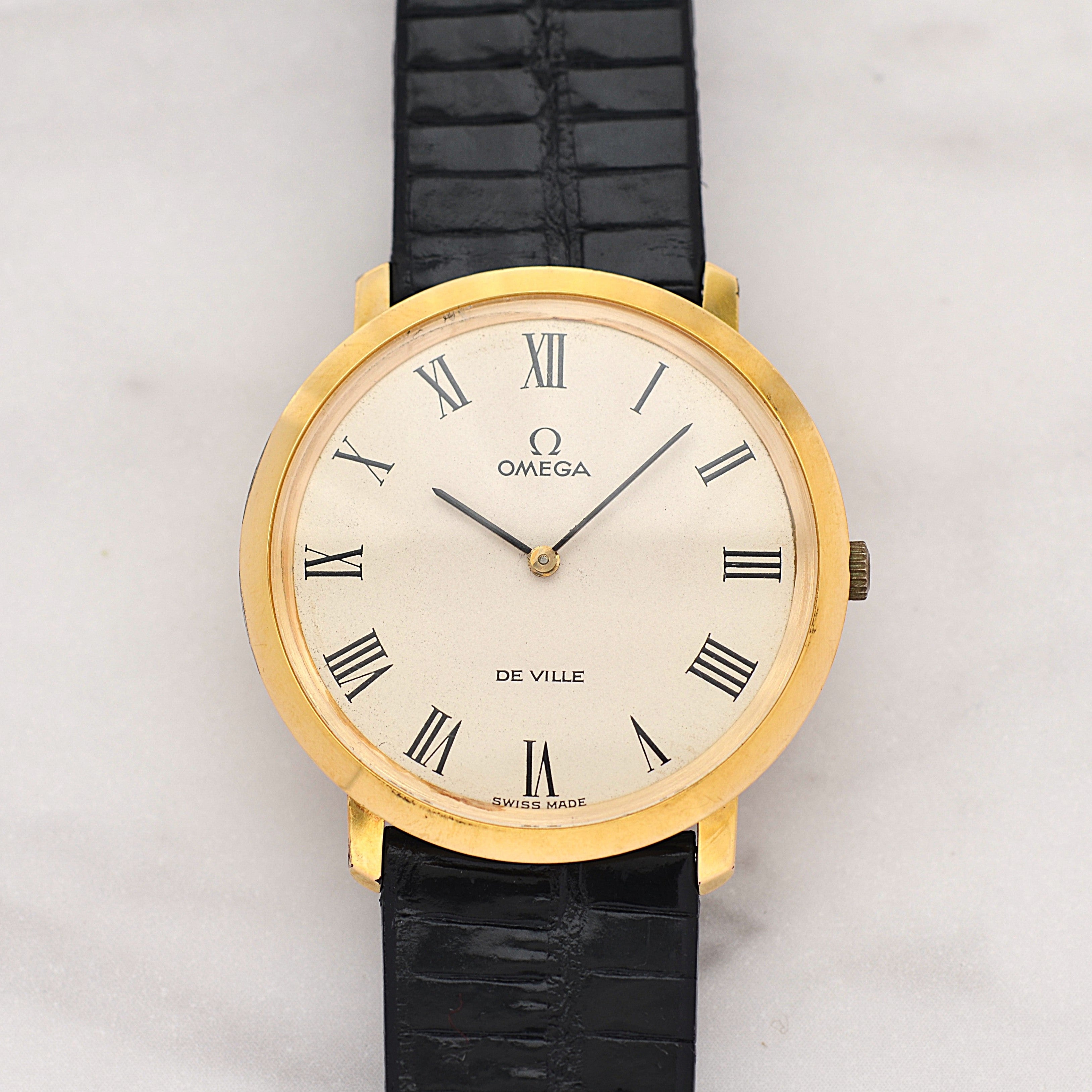 【OMEGA】オメガ デヴィル GP ラウンド Ivory Roman 純正尾錠付き