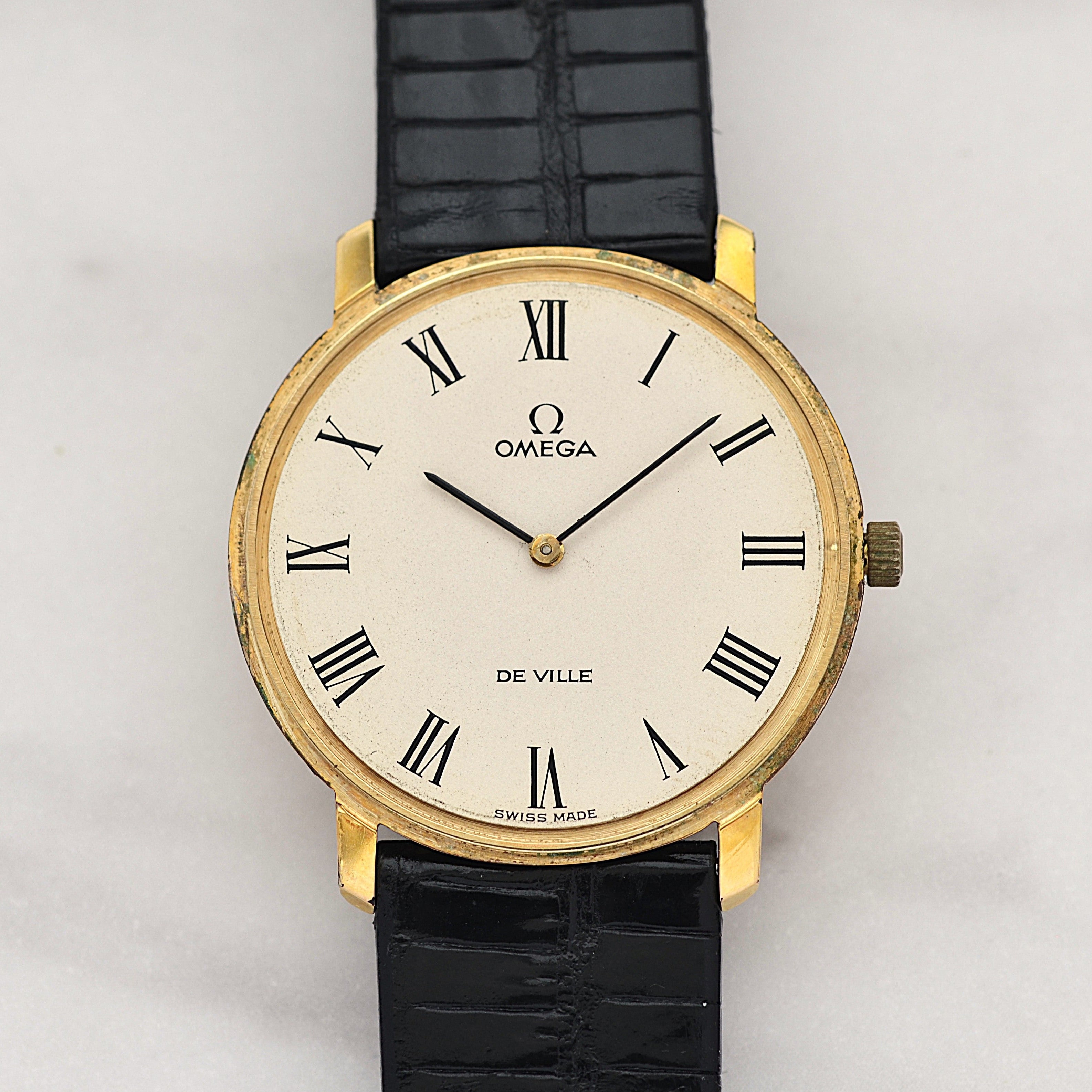 【OMEGA】オメガ デヴィル GP ラウンド Ivory Roman 純正尾錠付き