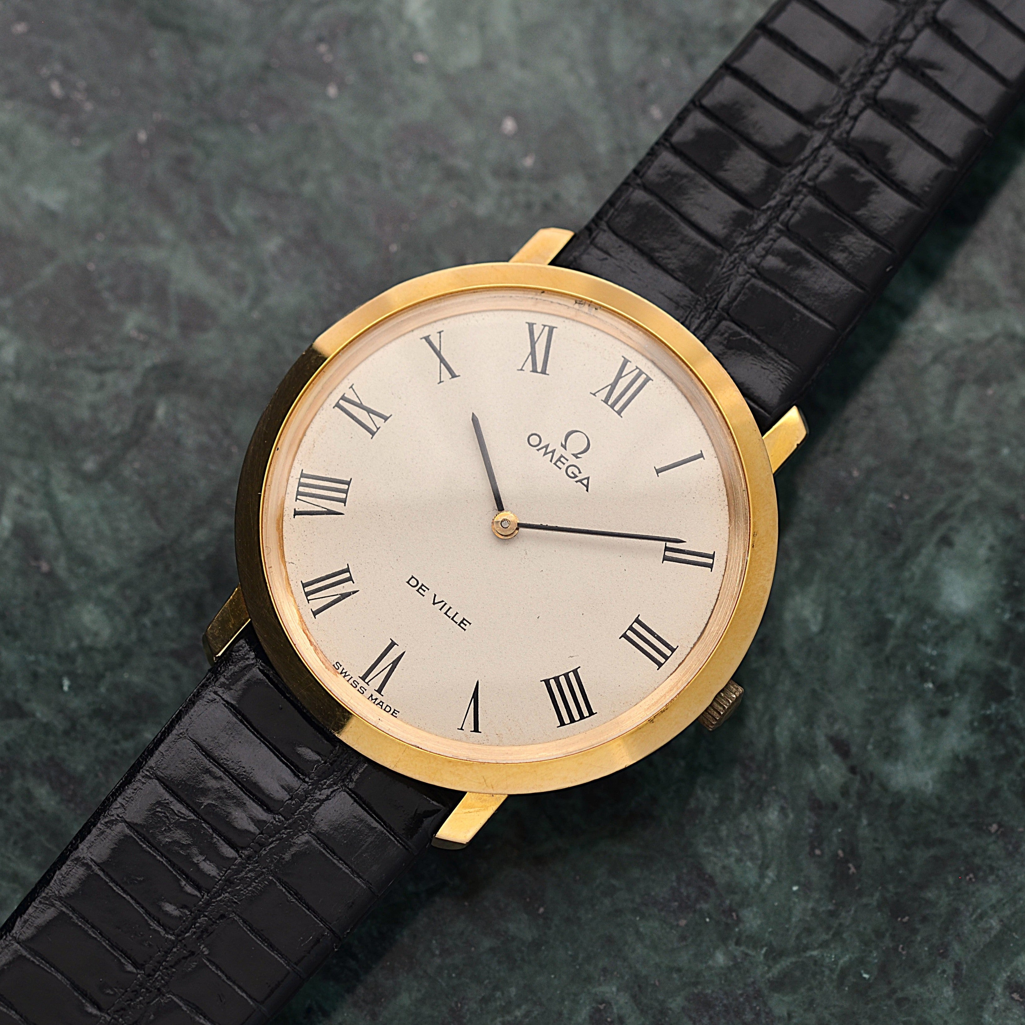 【OMEGA】オメガ デヴィル GP ラウンド Ivory Roman 純正尾錠付き