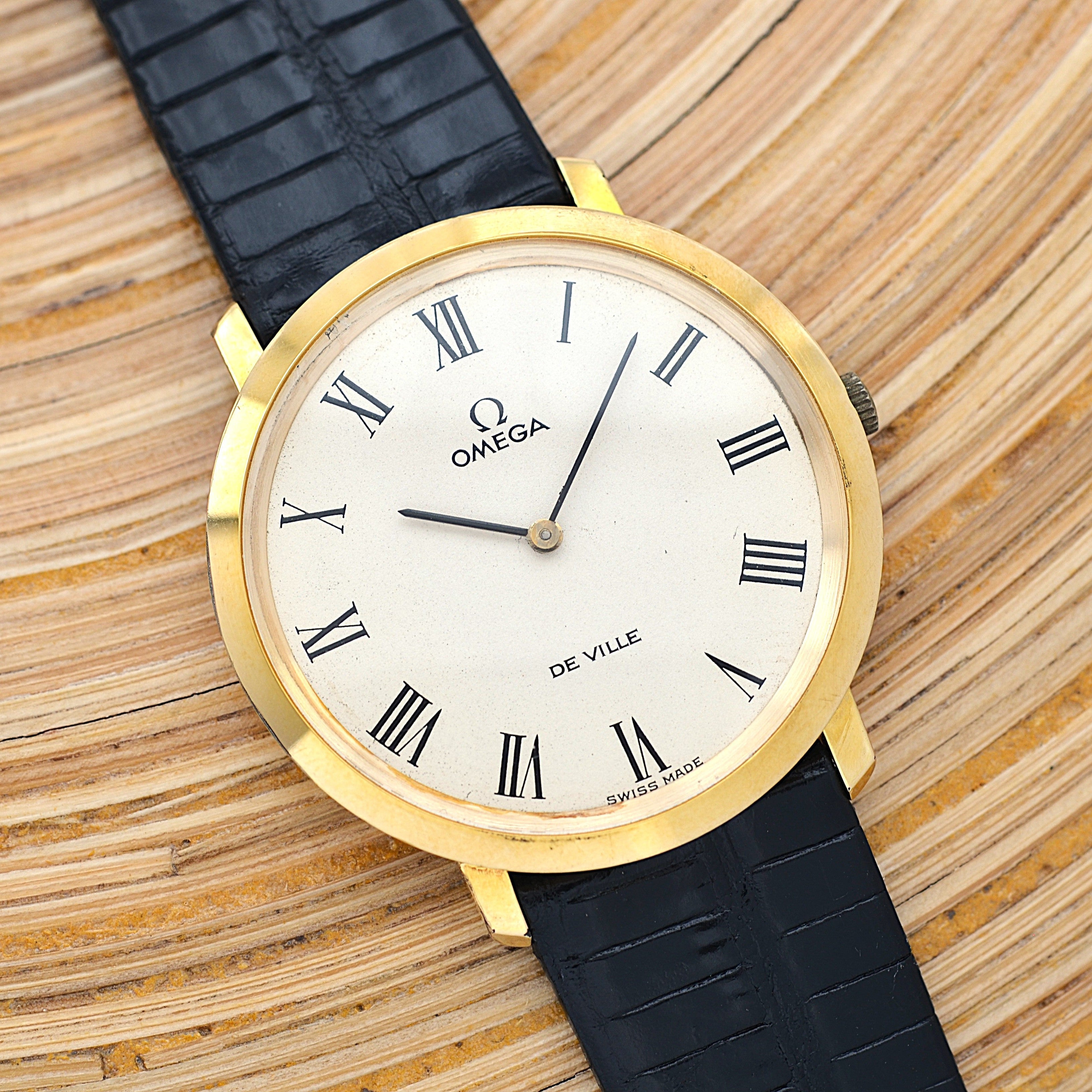 【OMEGA】オメガ デヴィル GP ラウンド Ivory Roman 純正尾錠付き