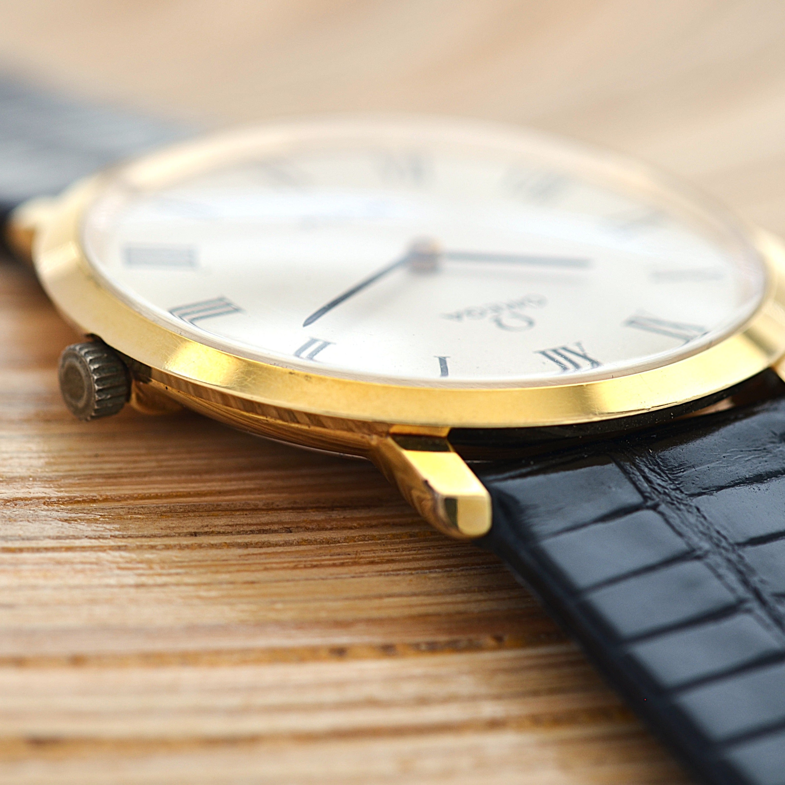 【OMEGA】オメガ デヴィル GP ラウンド Ivory Roman 純正尾錠付き