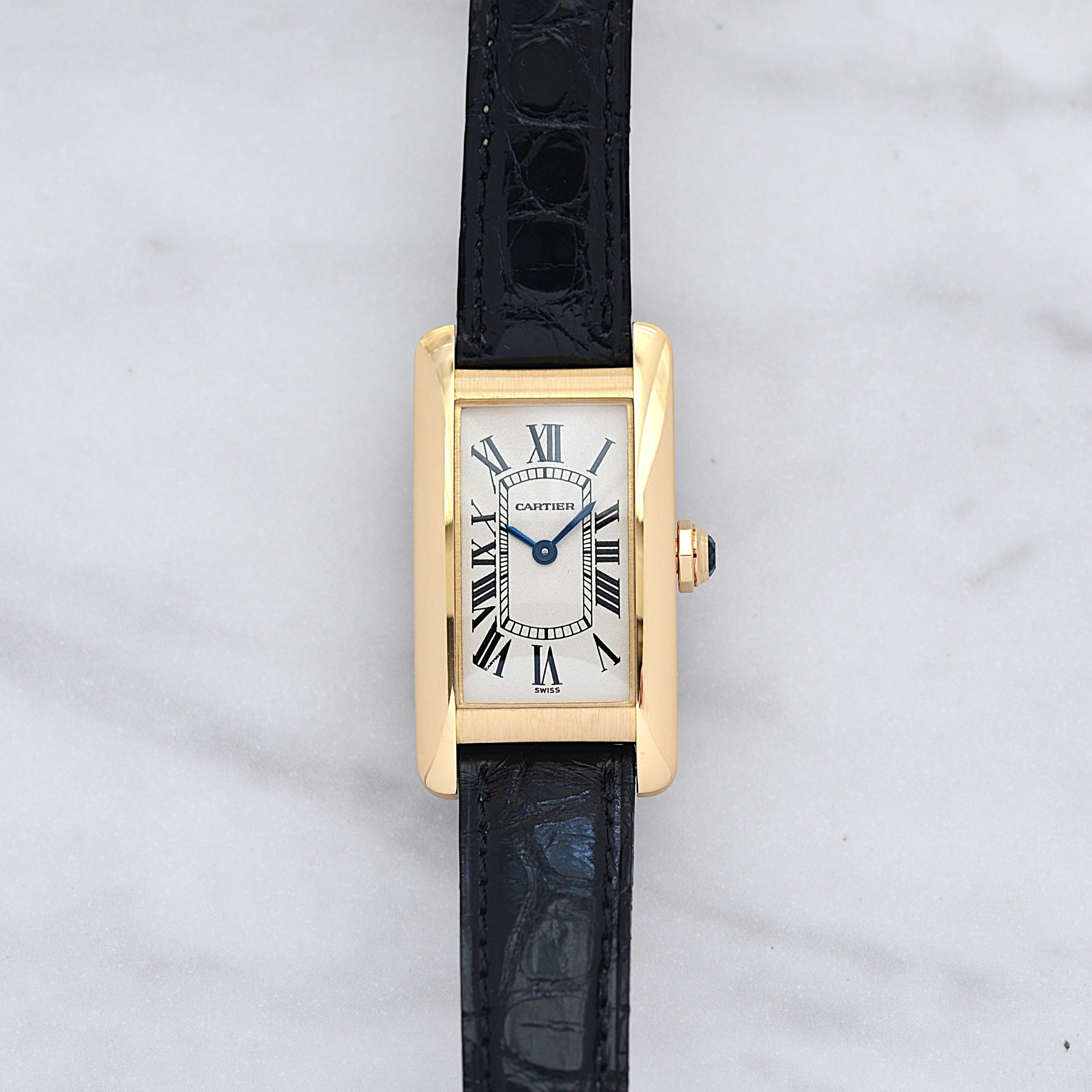 【Cartier】カルティエ タンクアメリカン SM 18KYG 付属品完備 デッドストック カルティエコンプリートサービス済み