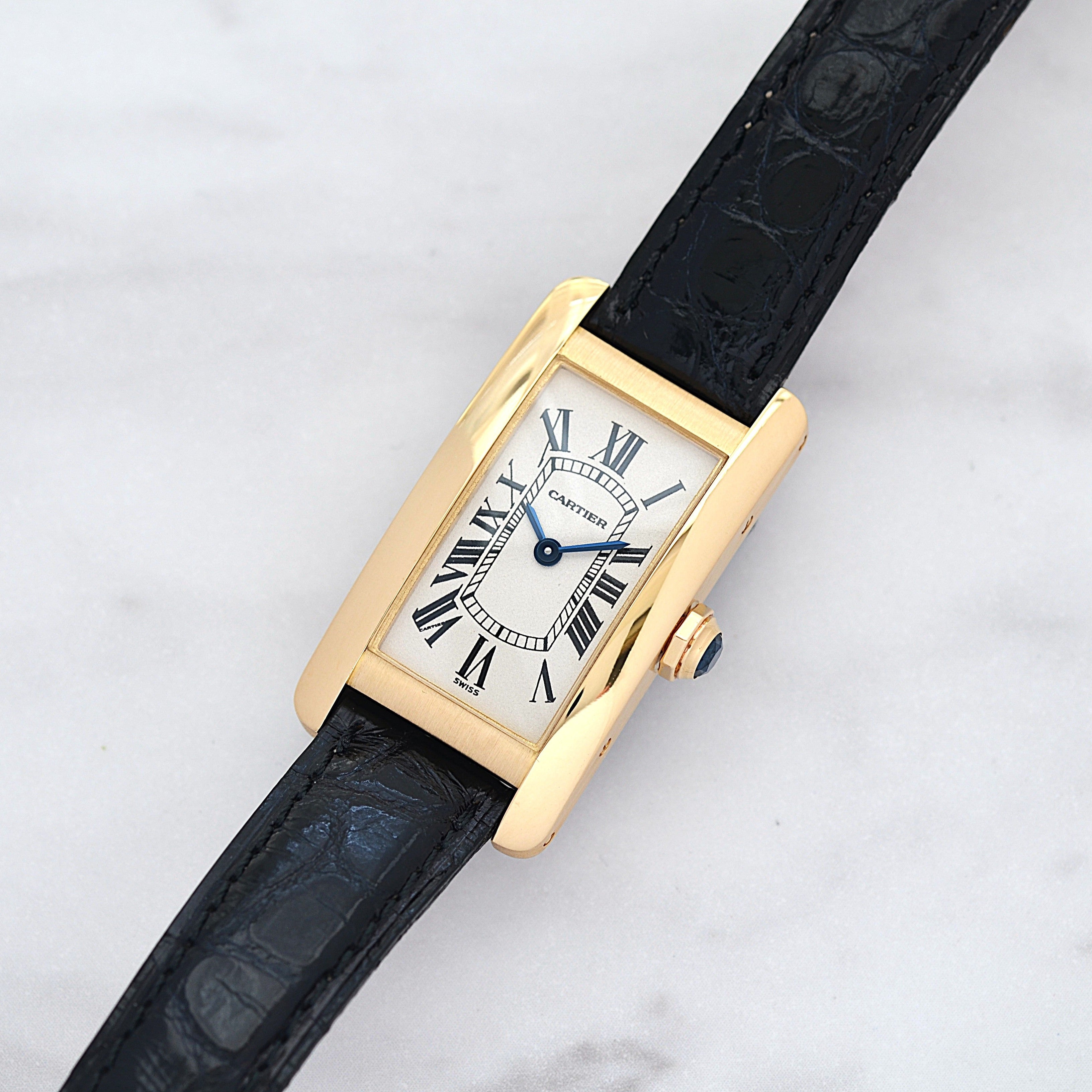 【Cartier】カルティエ タンクアメリカン SM 18KYG 付属品完備 デッドストック カルティエコンプリートサービス済み