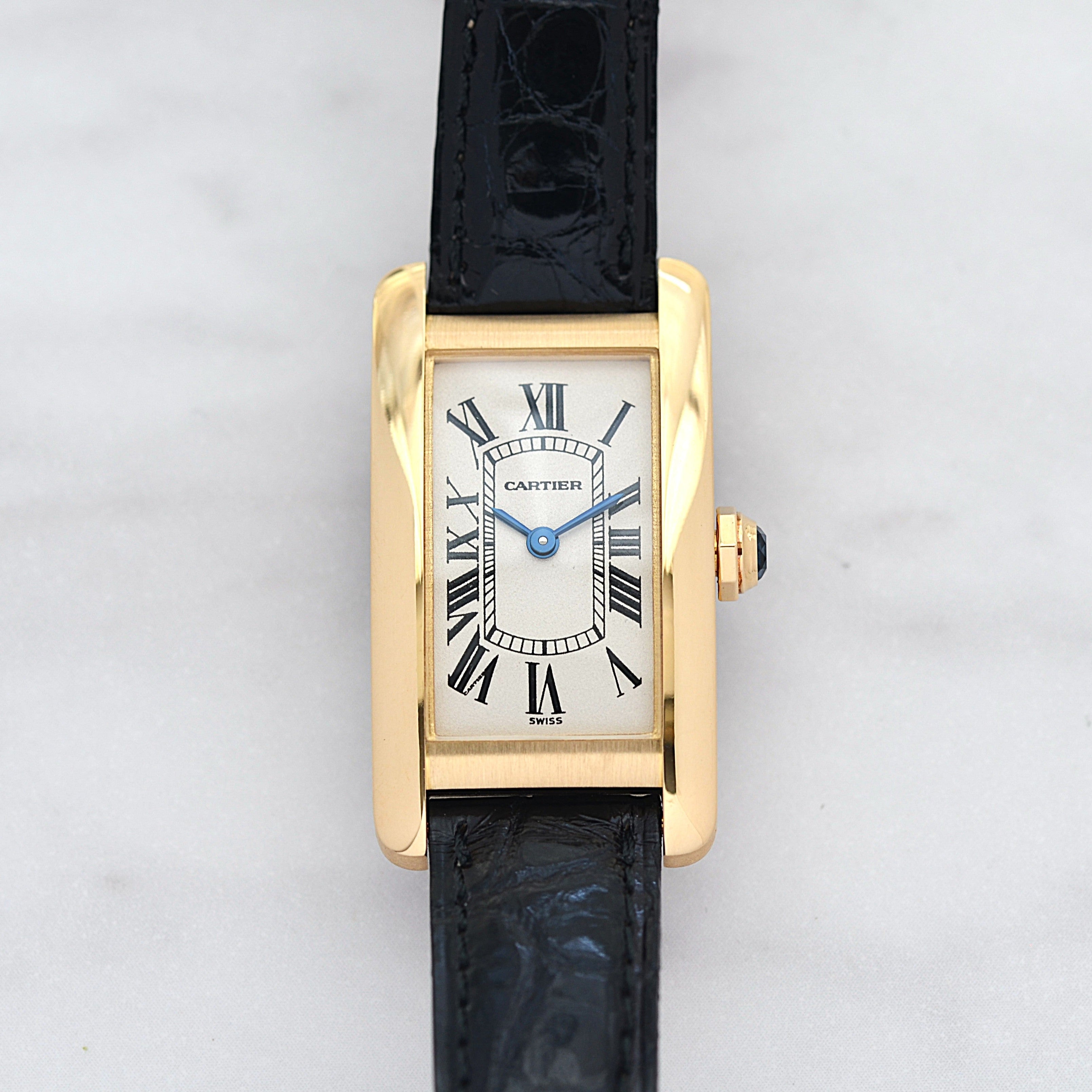 【Cartier】カルティエ タンクアメリカン SM 18KYG 付属品完備 デッドストック カルティエコンプリートサービス済み