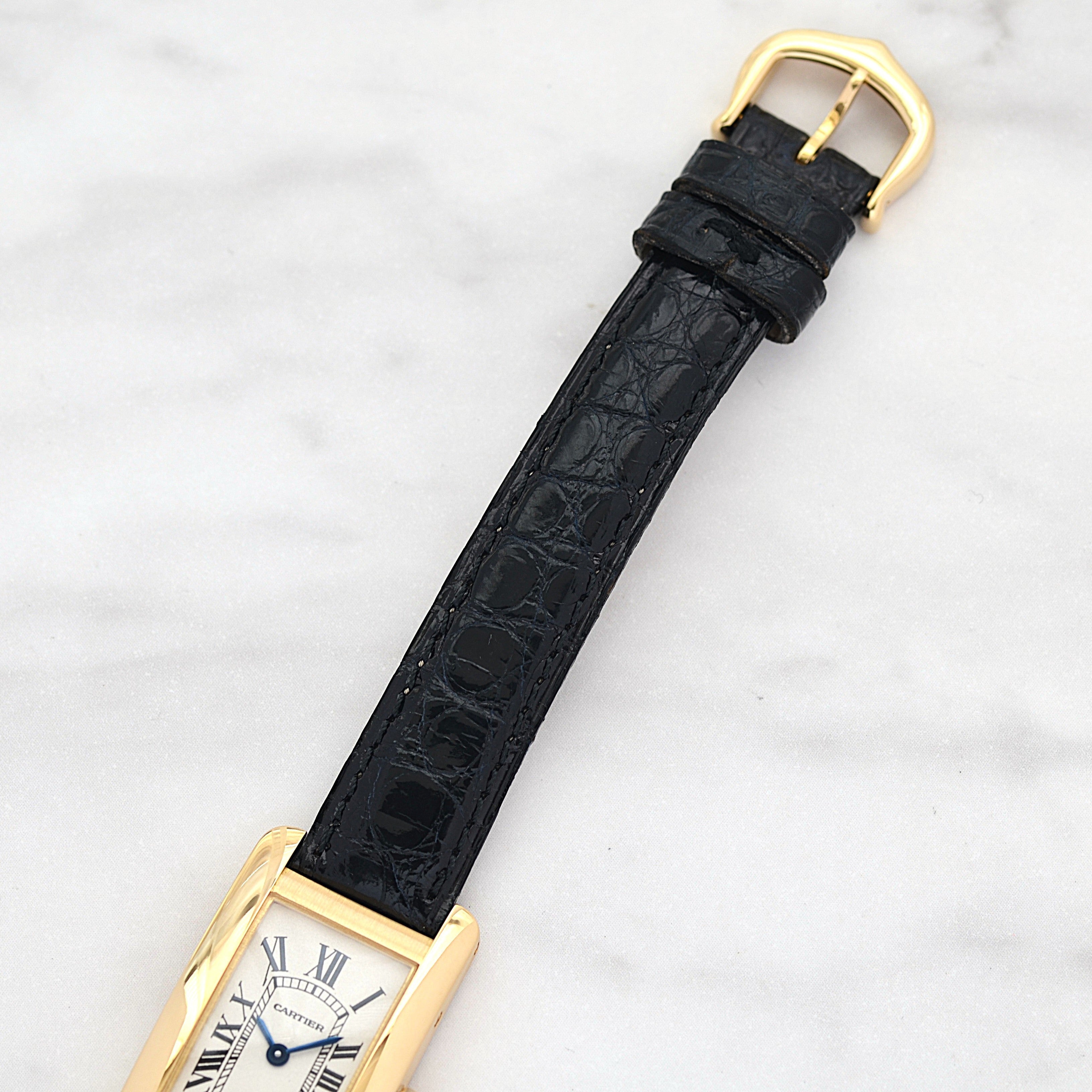 【Cartier】カルティエ タンクアメリカン SM 18KYG 付属品完備 デッドストック カルティエコンプリートサービス済み