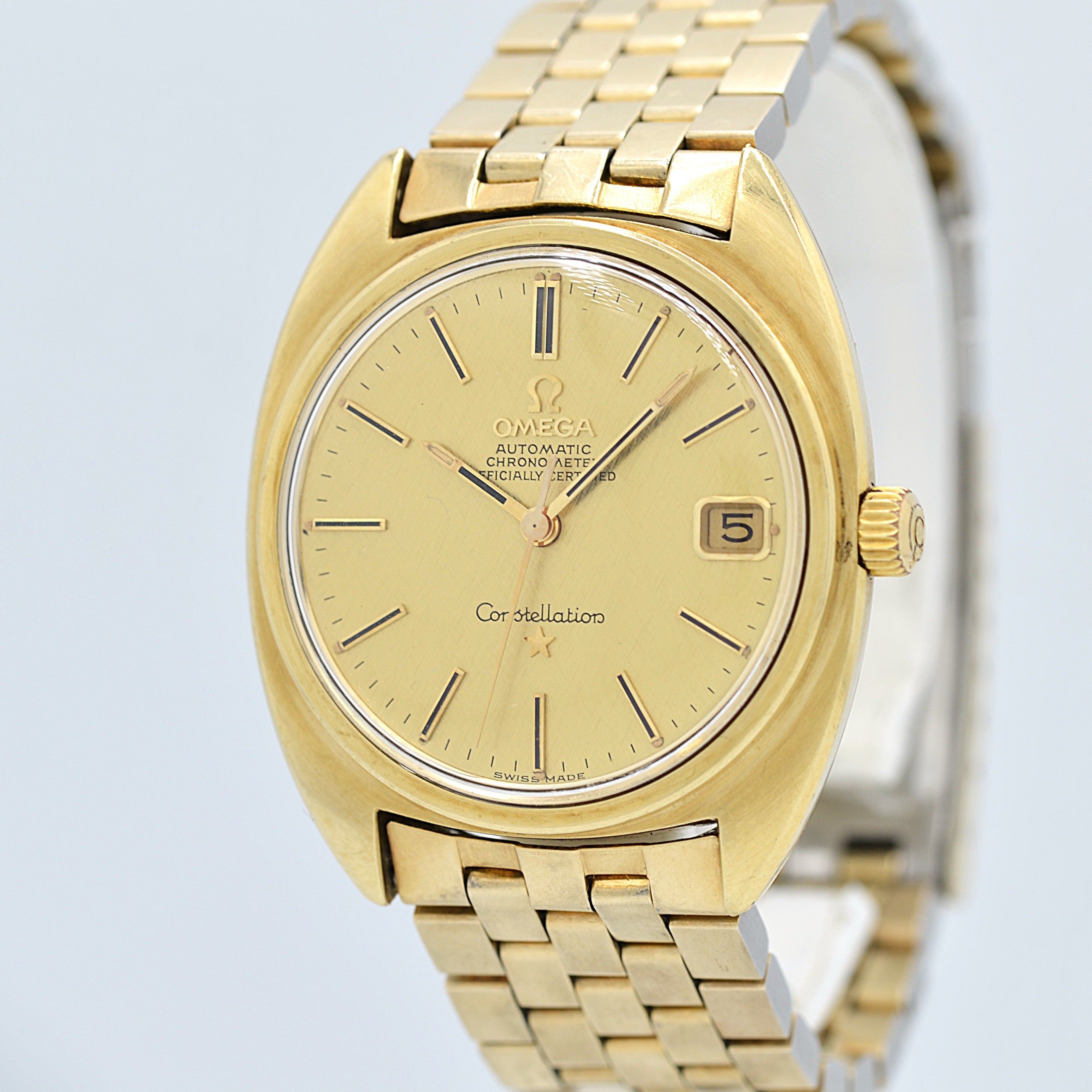 【OMEGA】オメガ コンステレーションデイト Cライン Gold bark dial
