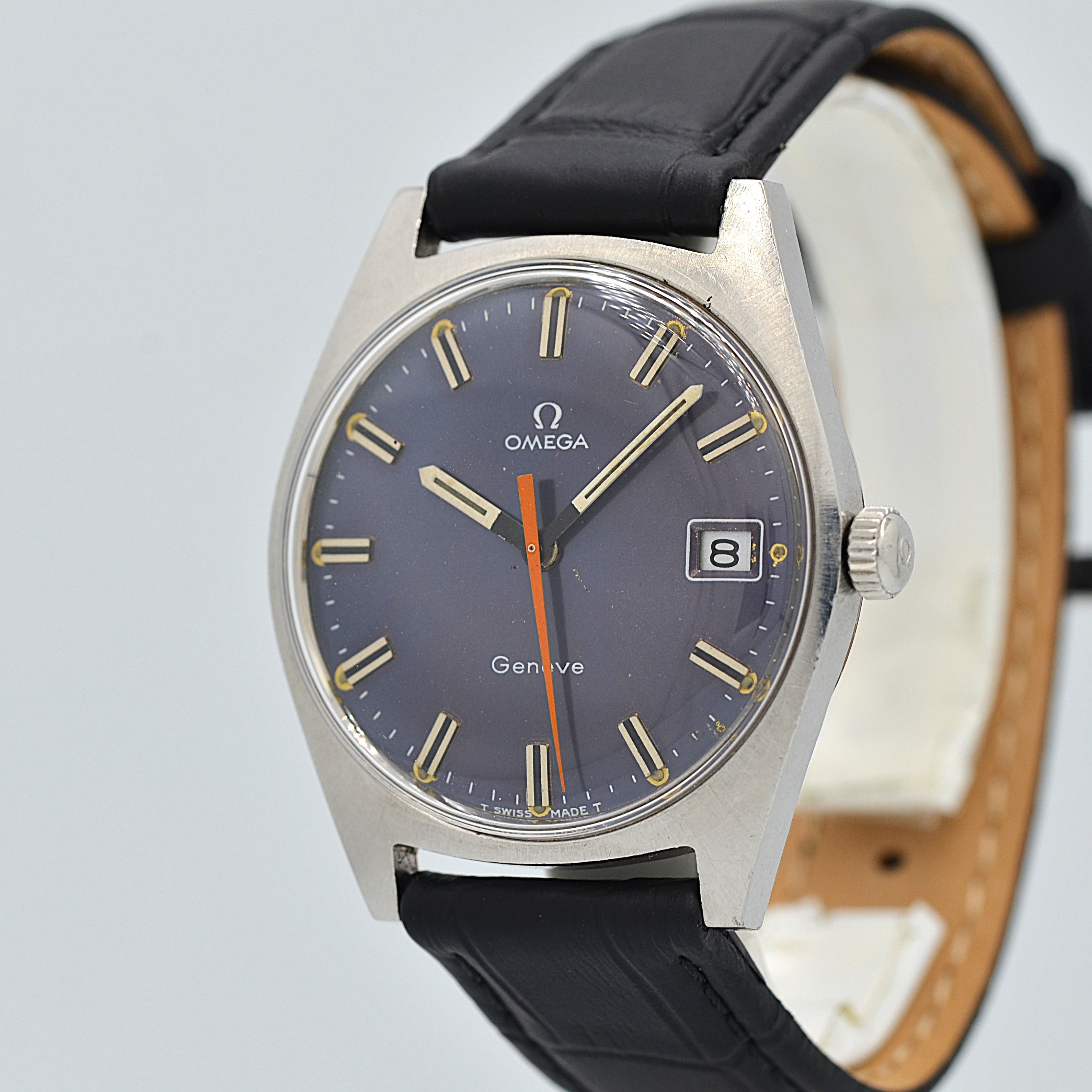 【OMEGA】オメガ ジュネーヴデイト SS Navy dial 純正尾錠付き