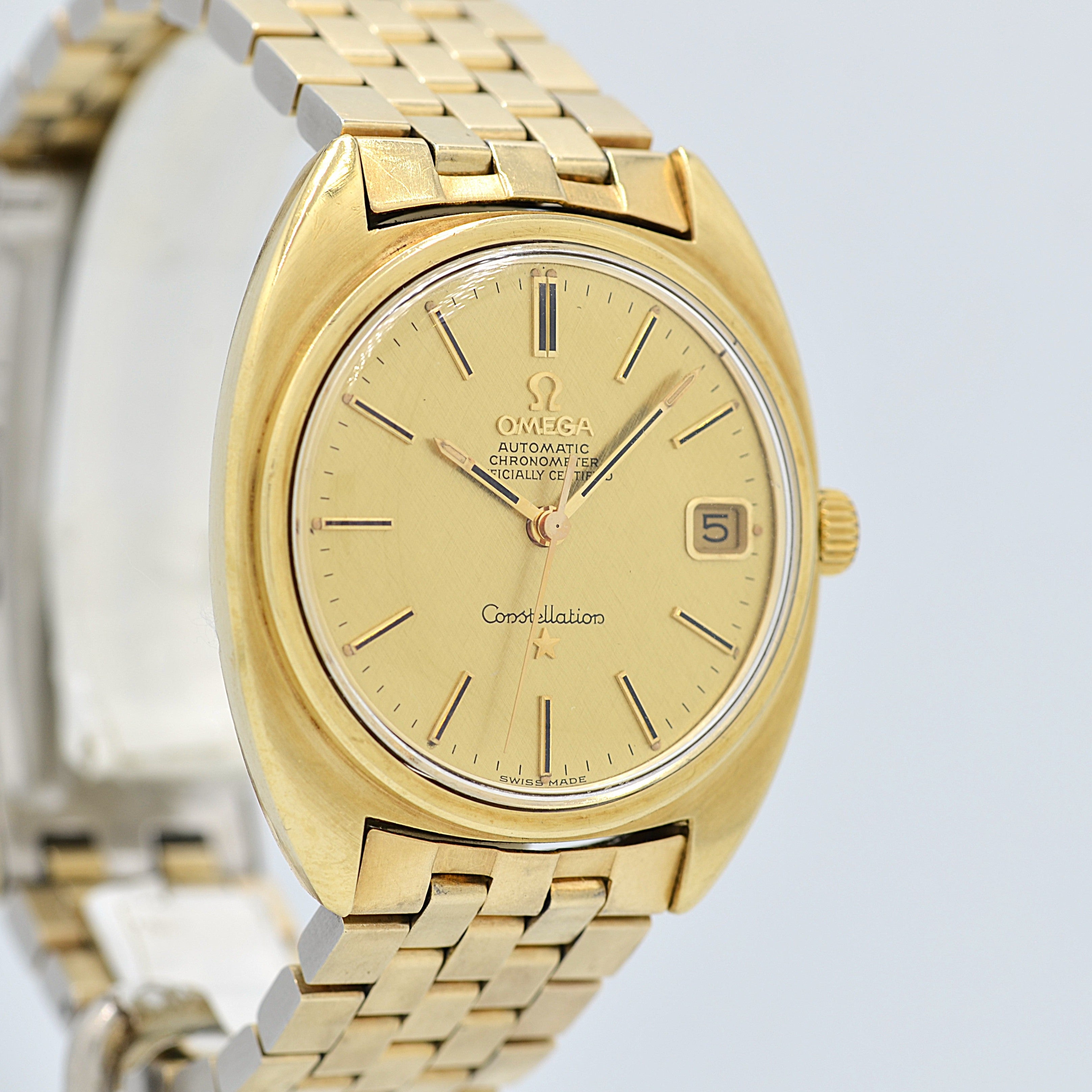 【OMEGA】オメガ コンステレーションデイト Cライン Gold bark dial