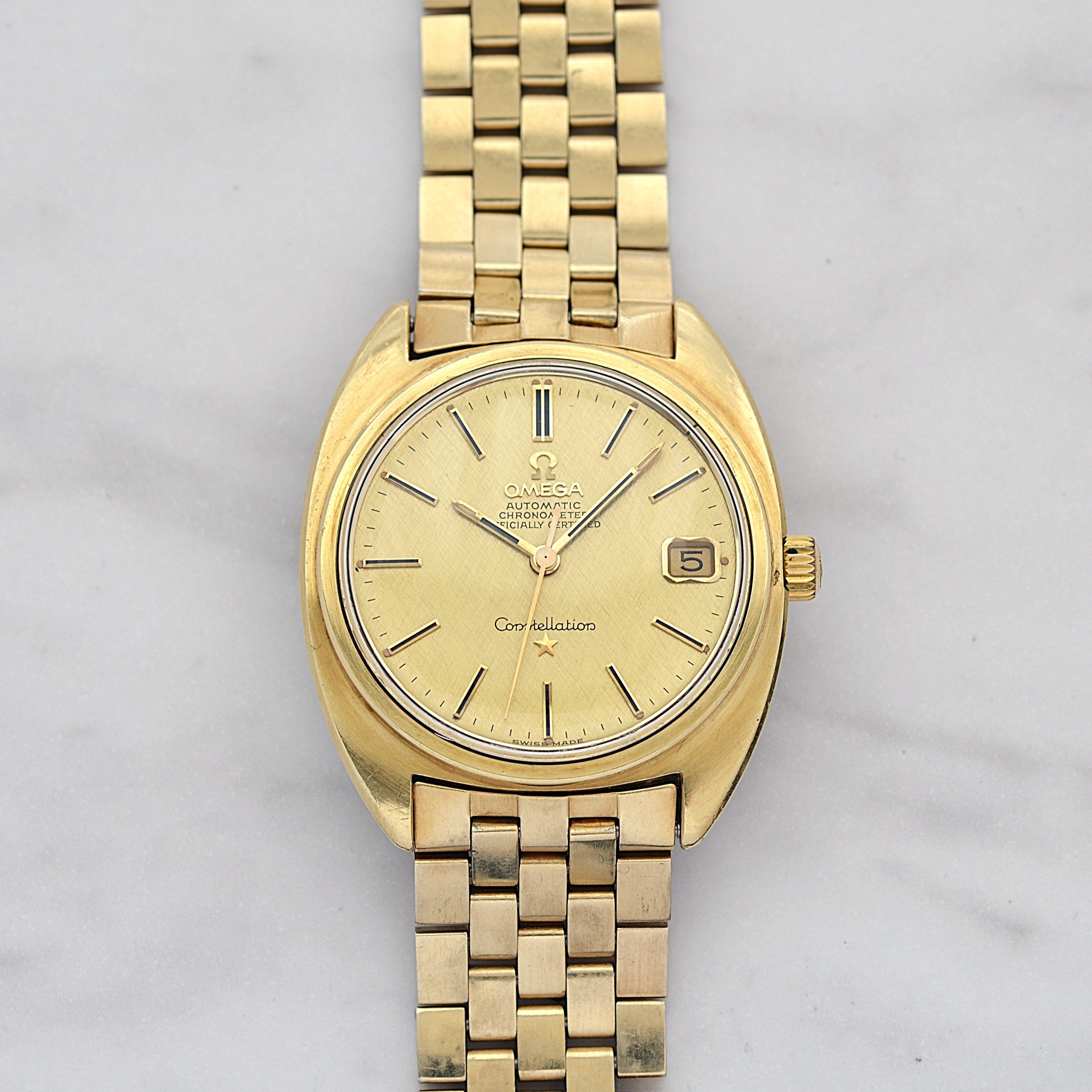 【OMEGA】オメガ コンステレーションデイト Cライン Gold bark dial