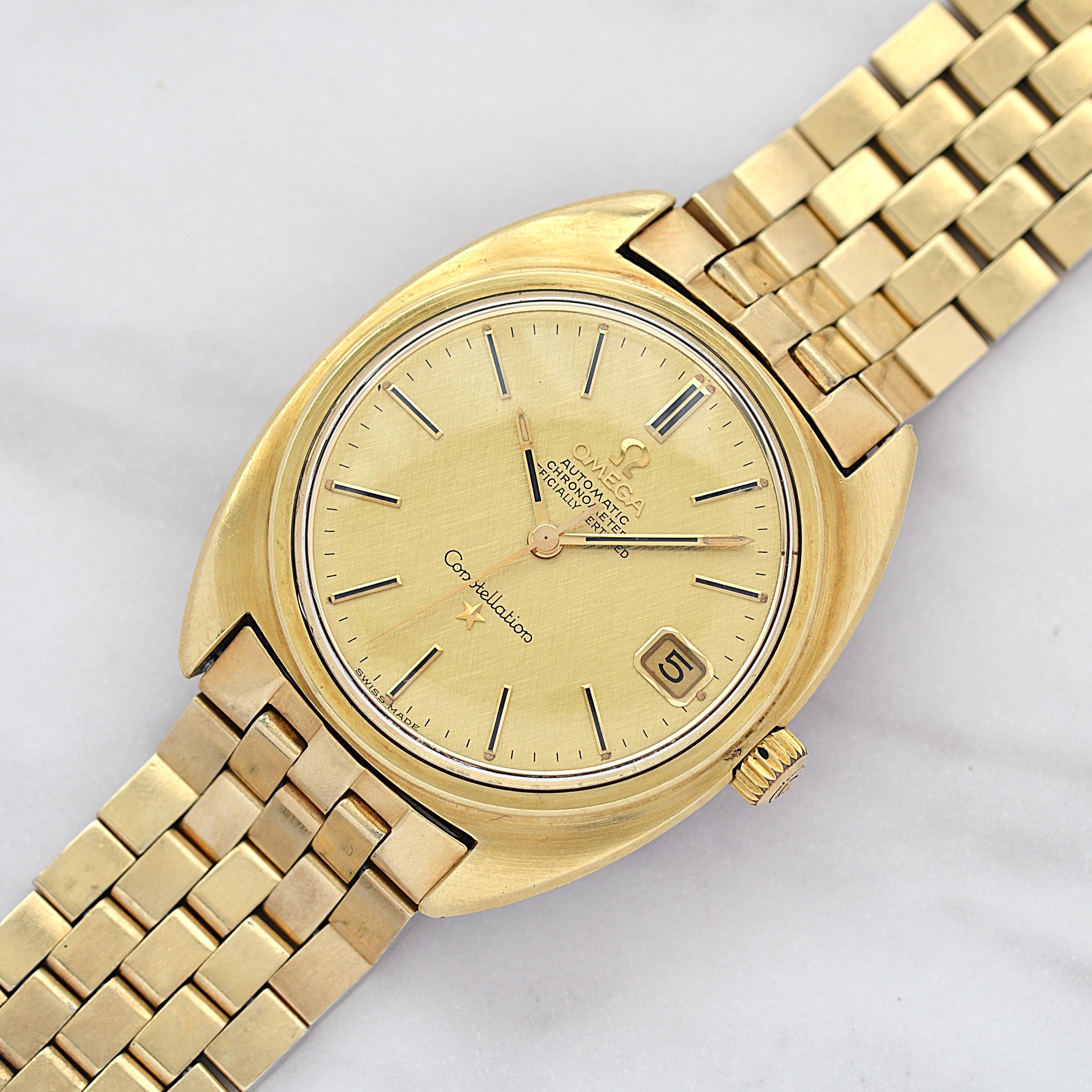 【OMEGA】オメガ コンステレーションデイト Cライン Gold bark dial