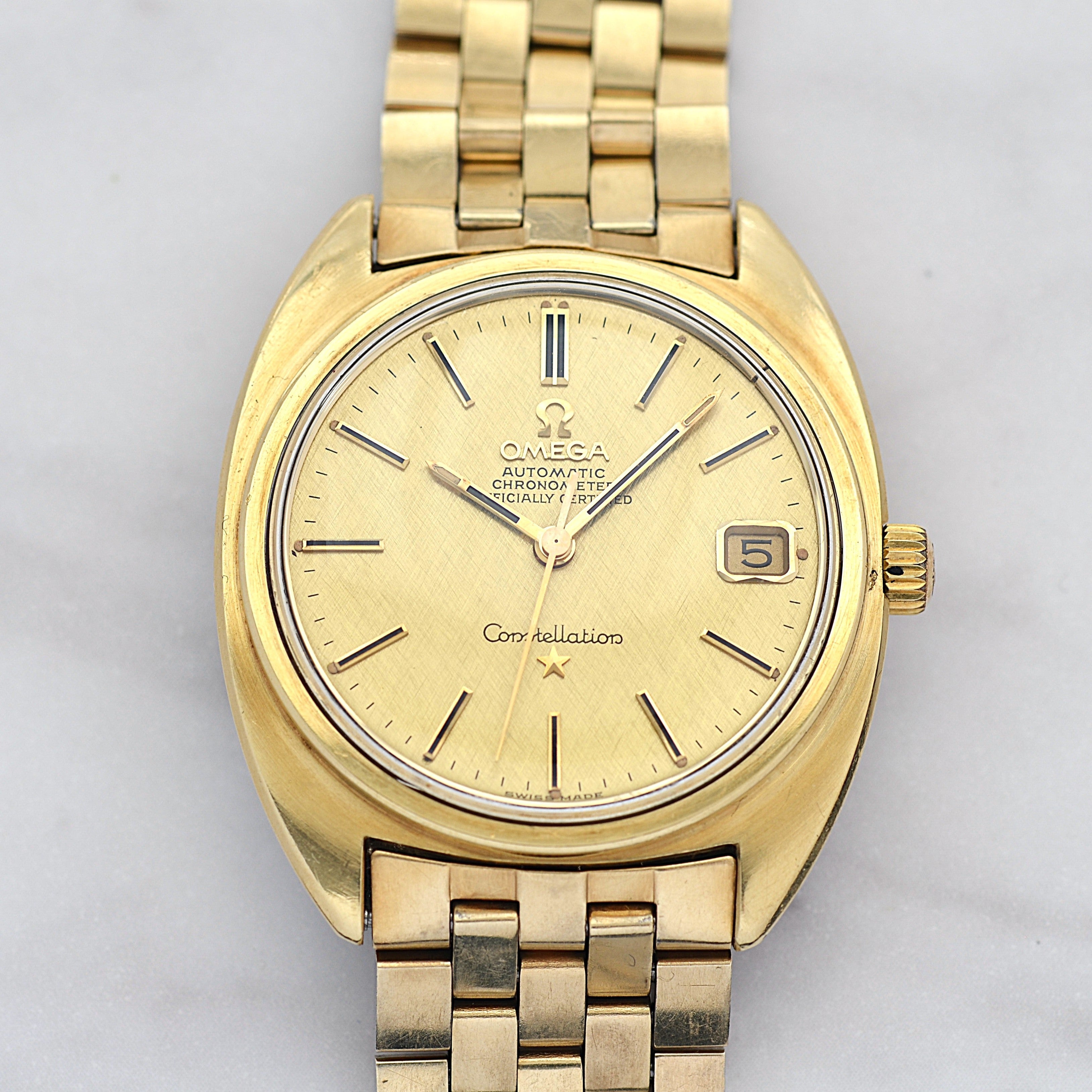 【OMEGA】オメガ コンステレーションデイト Cライン Gold bark dial