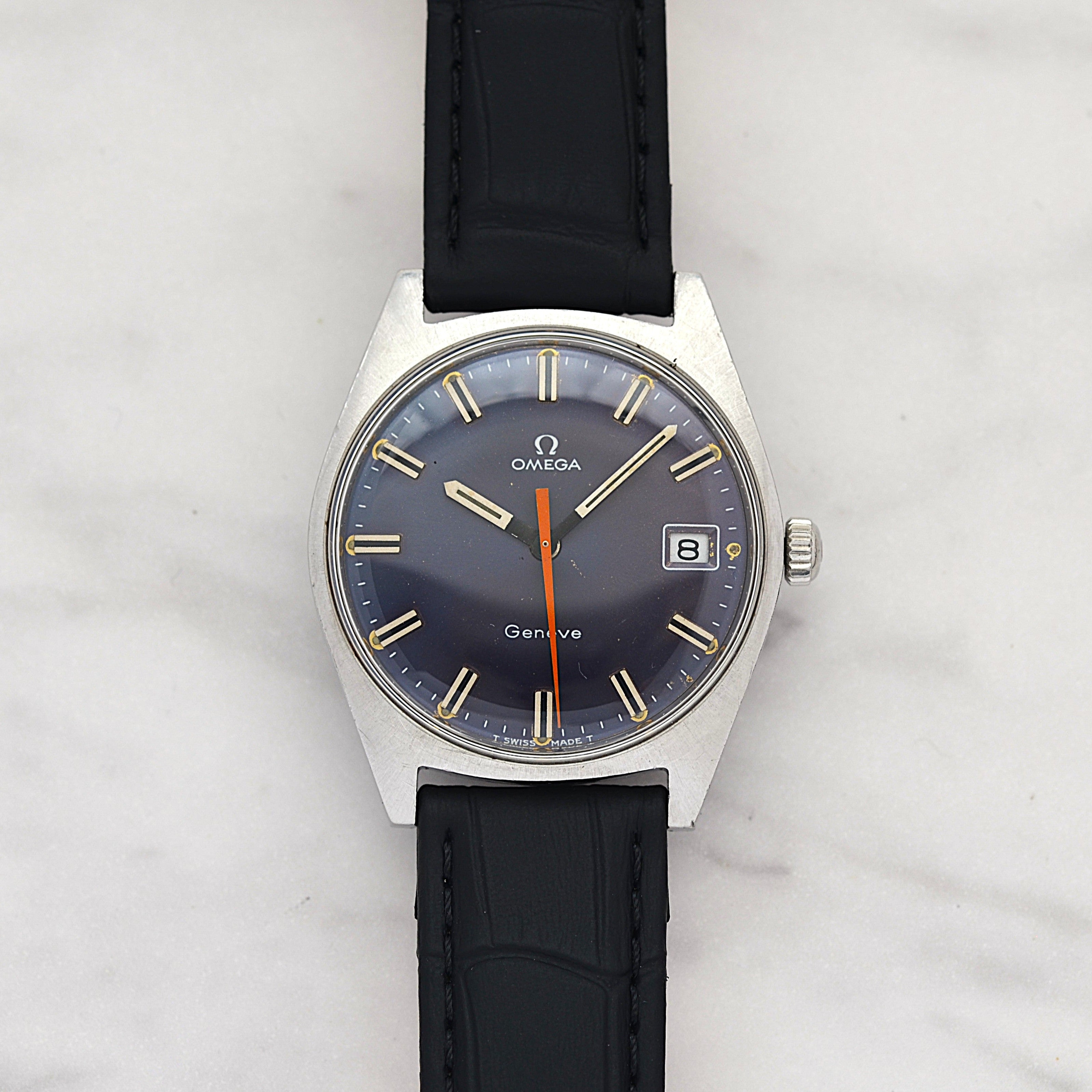 【OMEGA】オメガ ジュネーヴデイト SS Navy dial 純正尾錠付き