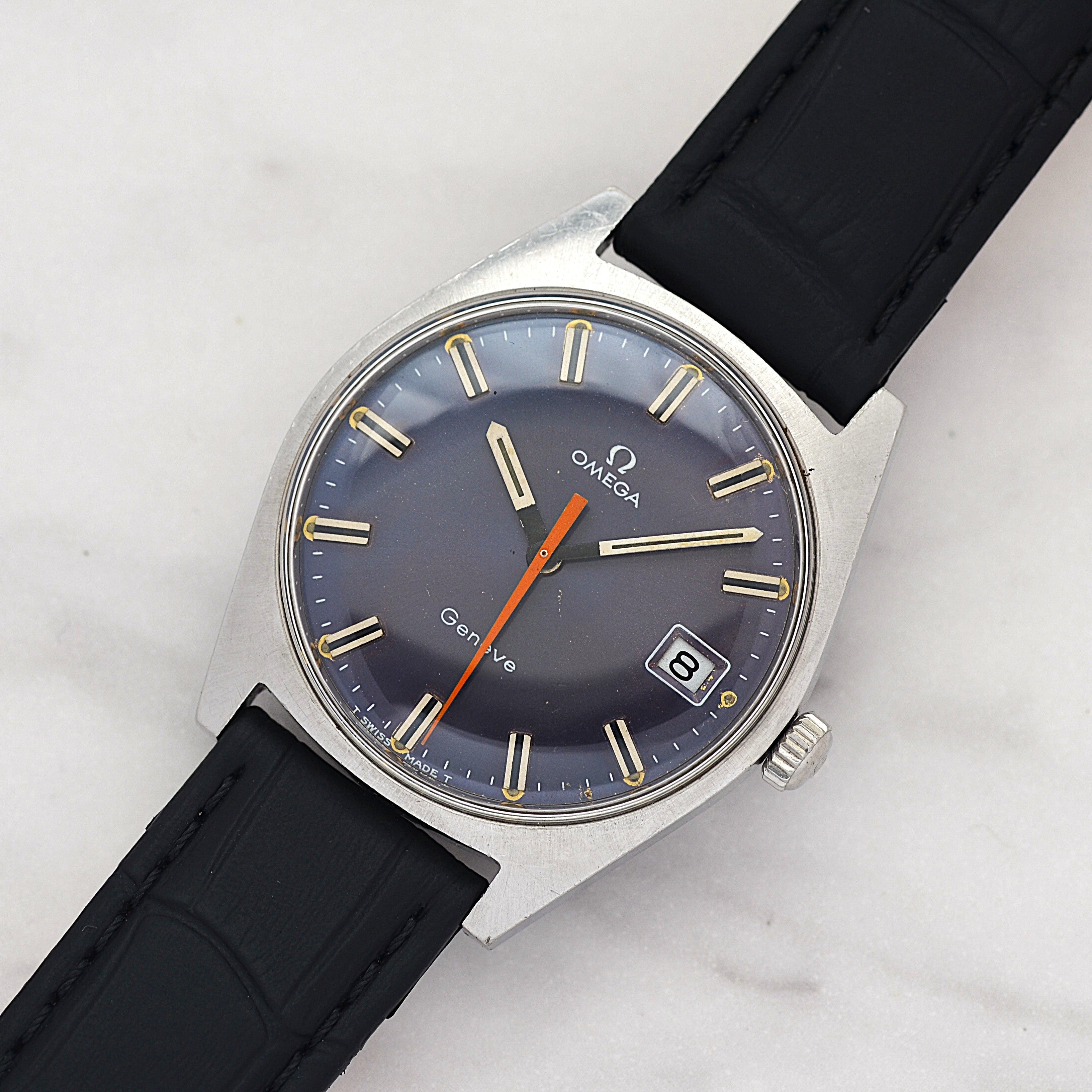 【OMEGA】オメガ ジュネーヴデイト SS Navy dial 純正尾錠付き