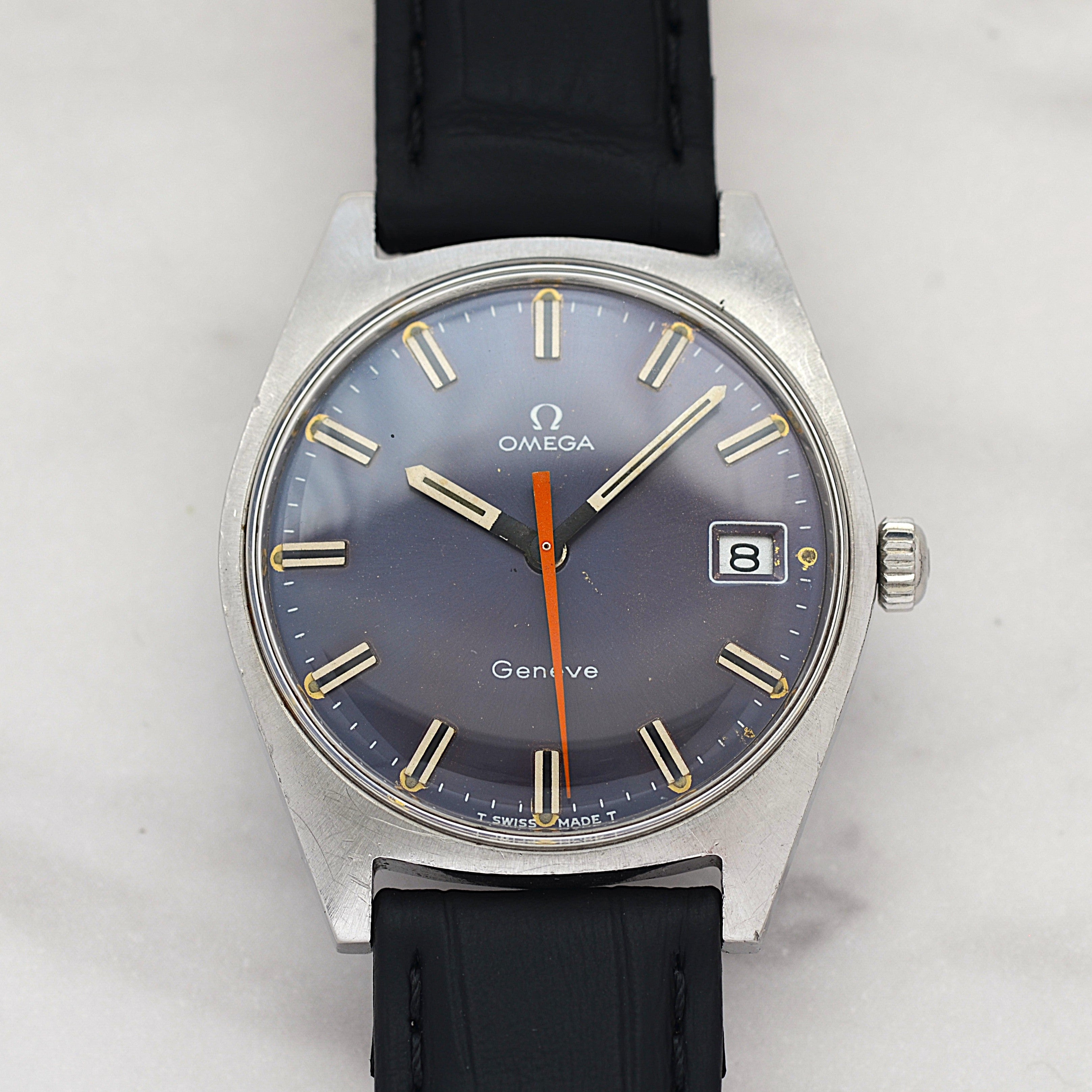 【OMEGA】オメガ ジュネーヴデイト SS Navy dial 純正尾錠付き
