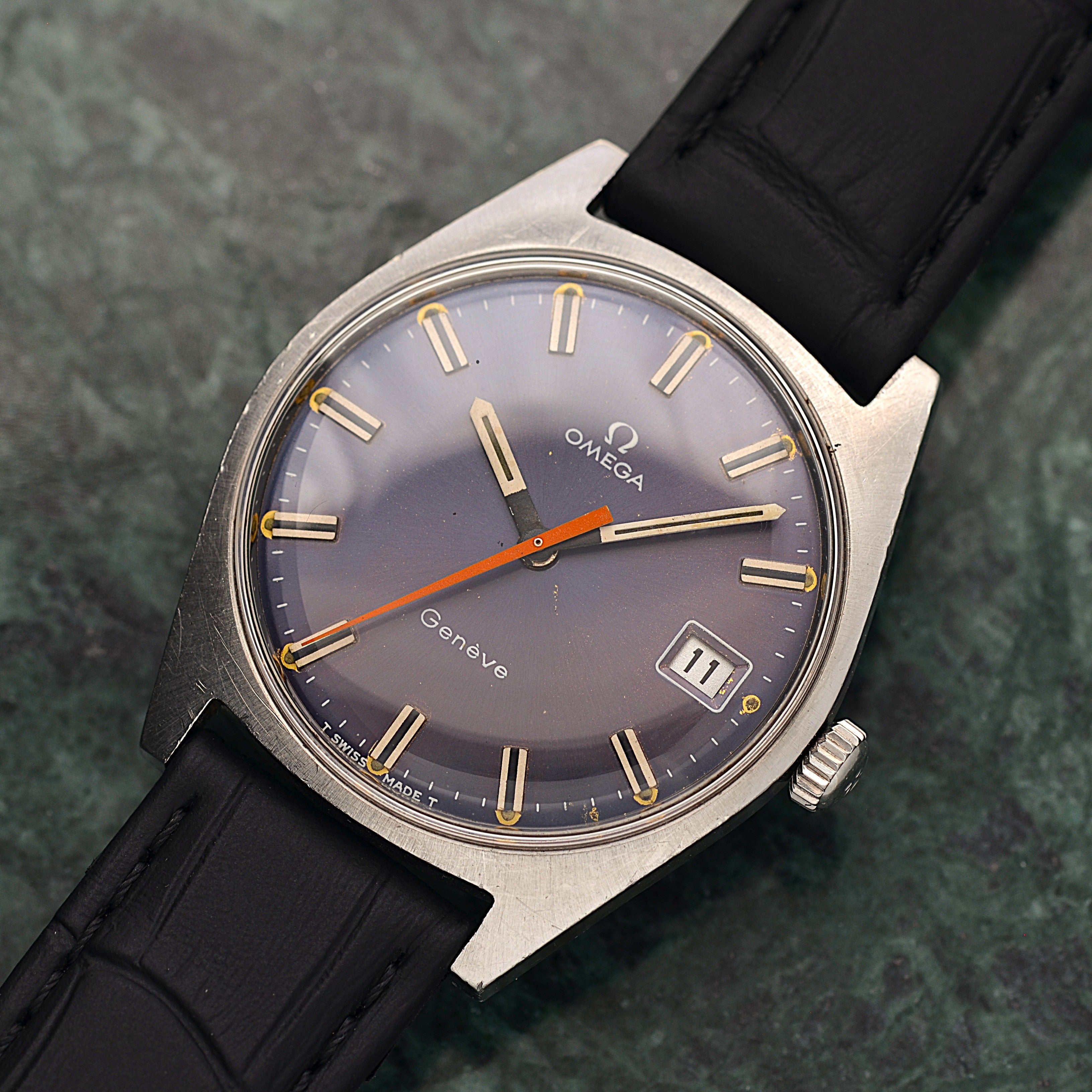 【OMEGA】オメガ ジュネーヴデイト SS Navy dial 純正尾錠付き